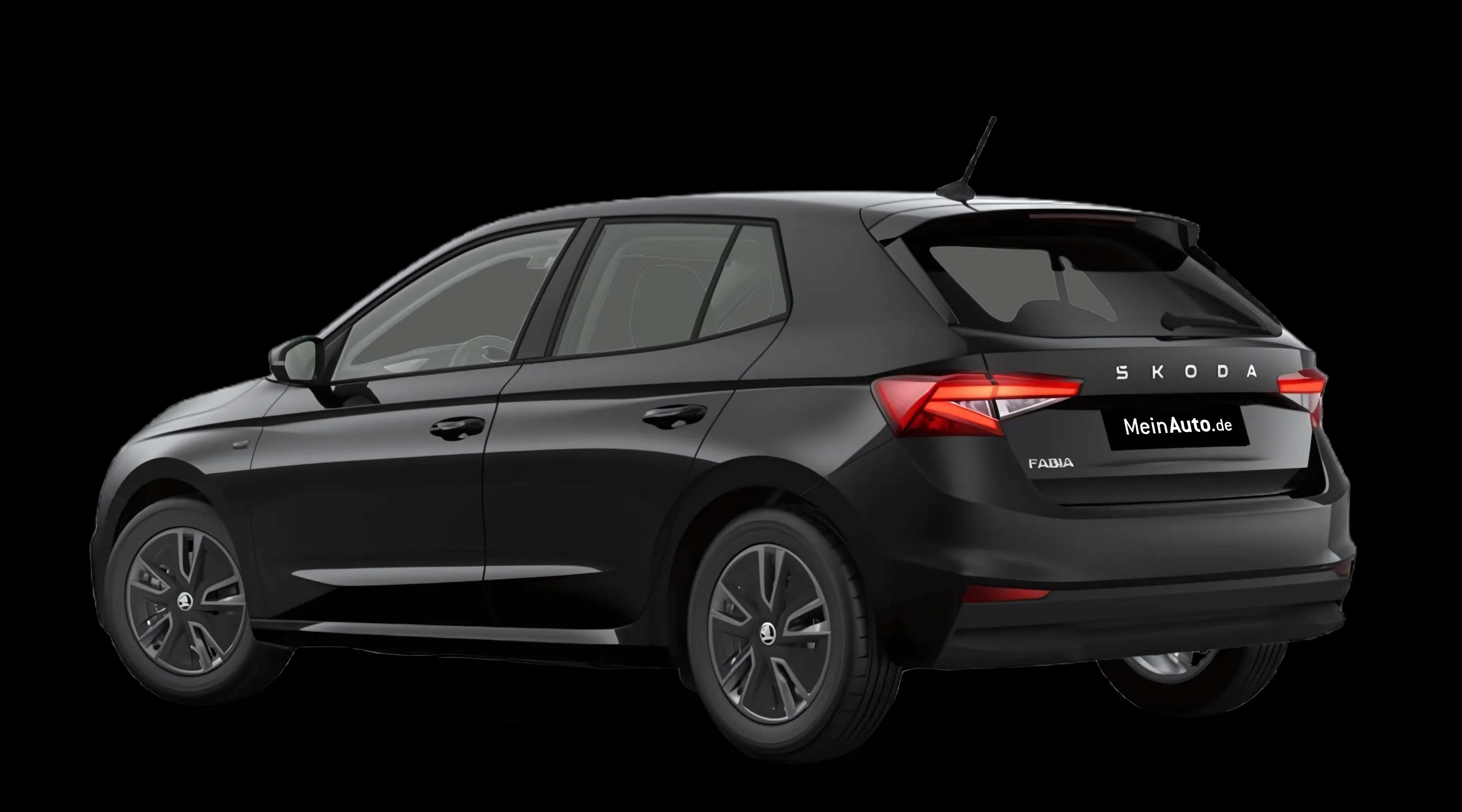 Schräge Heckansicht eines Skoda Fabia, freigestellt