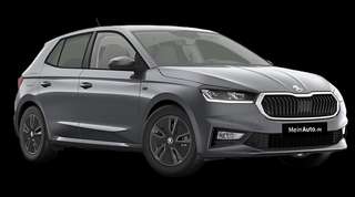 Schräge Frontansicht auf einen Skoda Fabia Tour, freigestellt