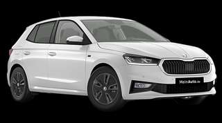 Schräge Frontansicht auf einen Skoda Fabia Tour, freigestellt