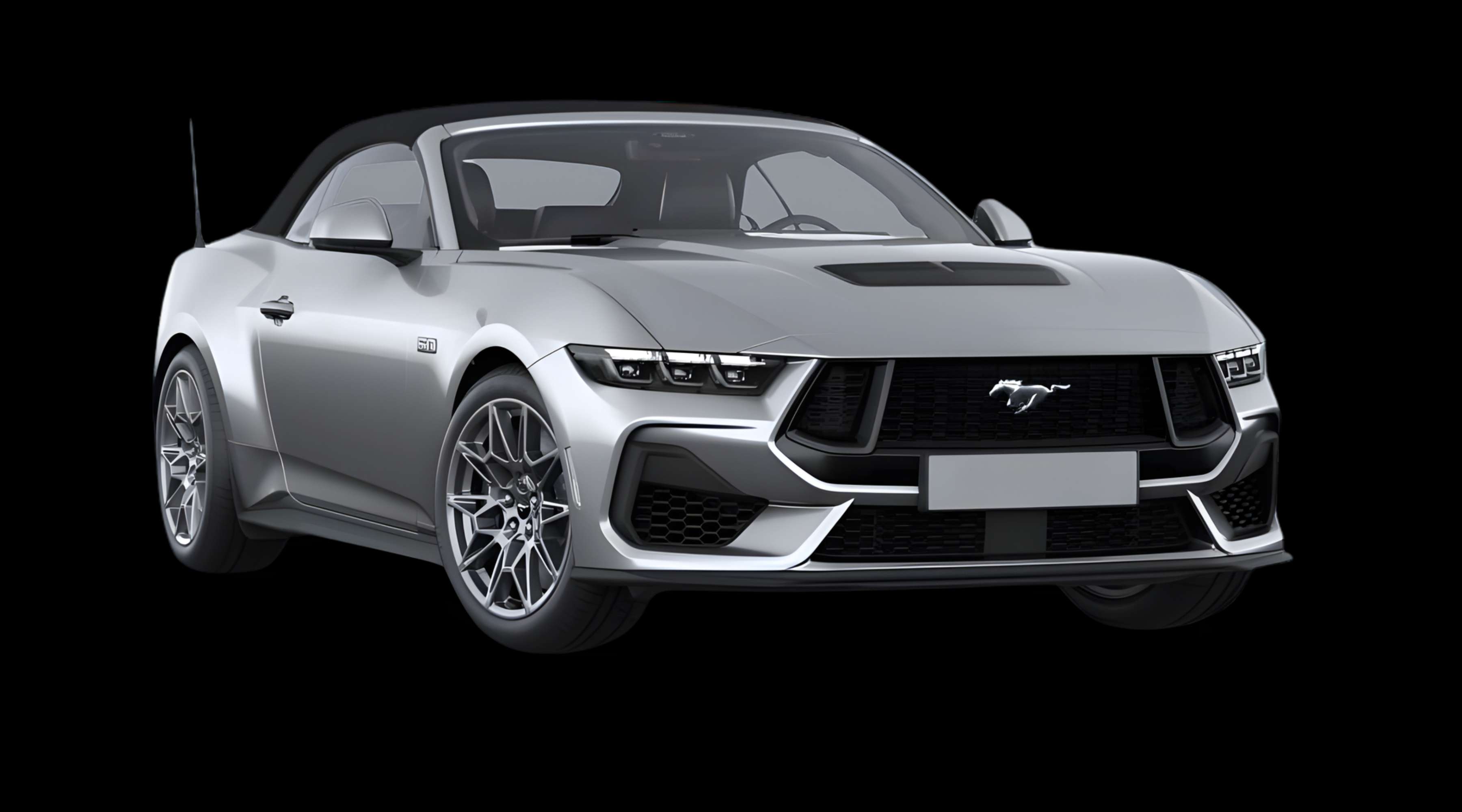 Schräge Frontansicht eines Ford Mustang, freigestellt