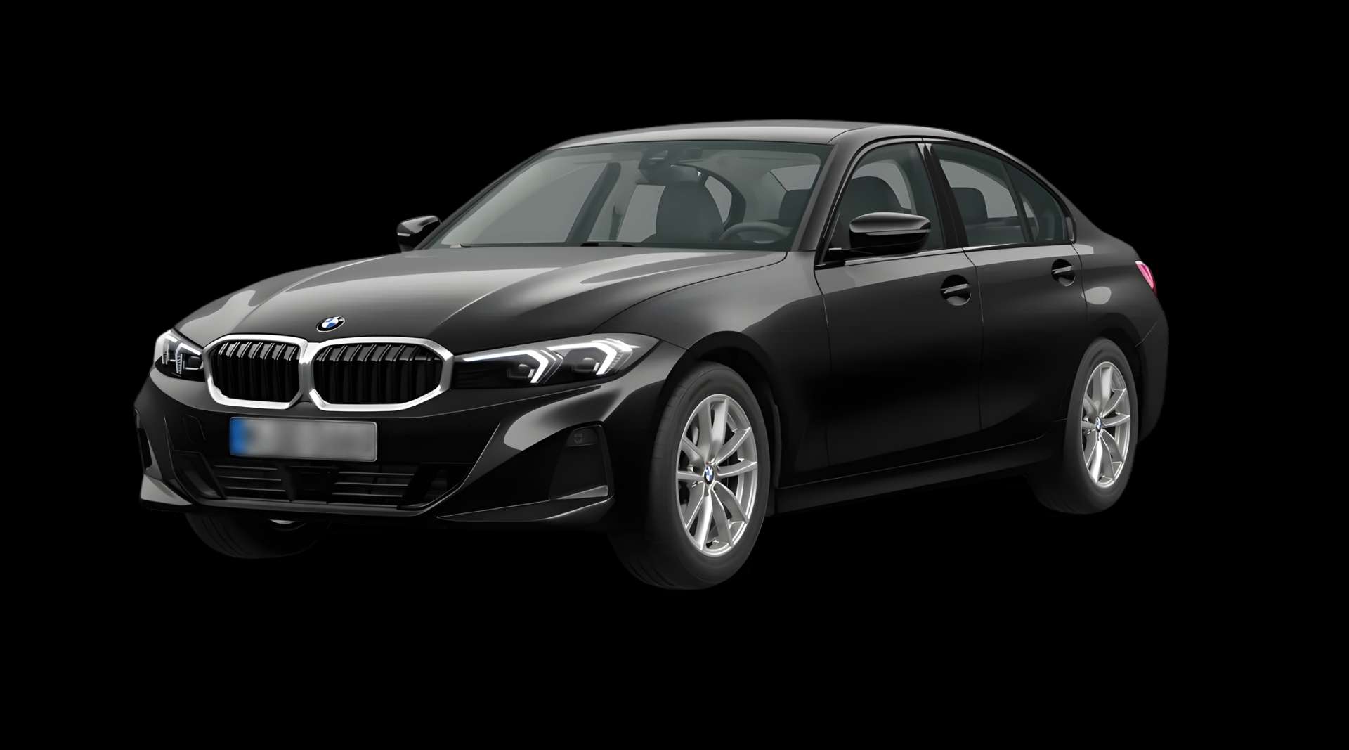 Schräge Frontansicht eines BMW 3er-Reihe, freigestellt