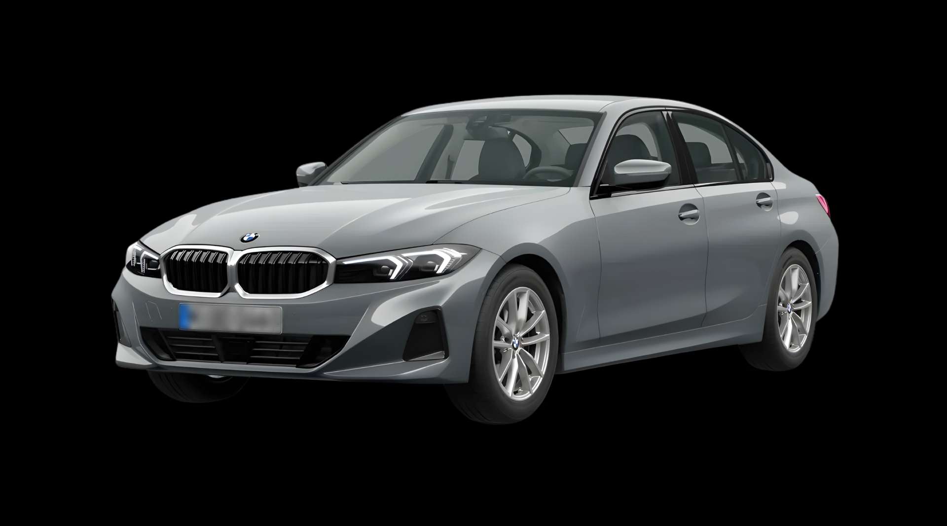 Schräge Frontansicht eines BMW 3er-Reihe, freigestellt