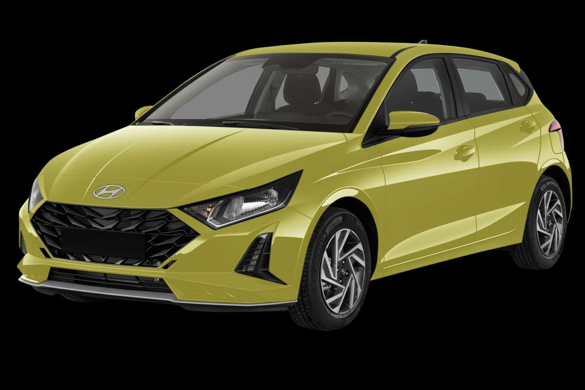 Schräge Frontansicht eines Hyundai i20, freigestellt