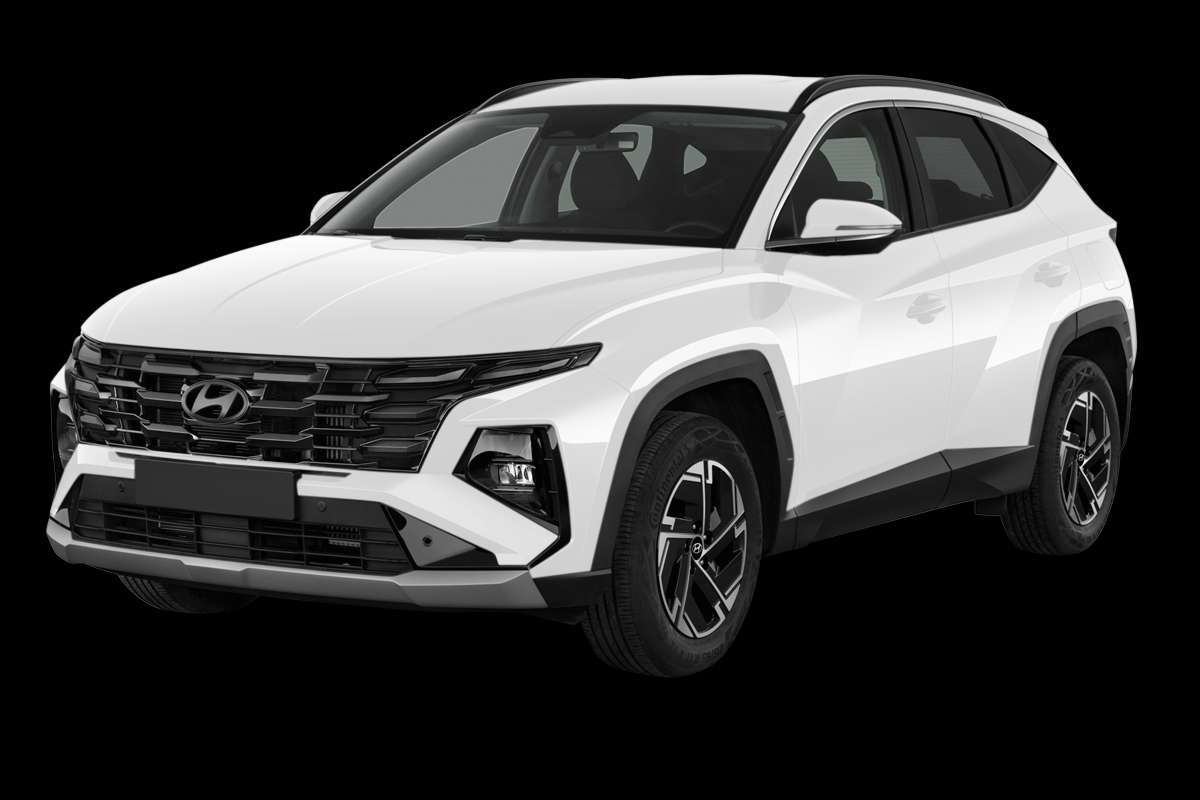 Schräge Frontansicht eines Hyundai Tucson, freigestellt