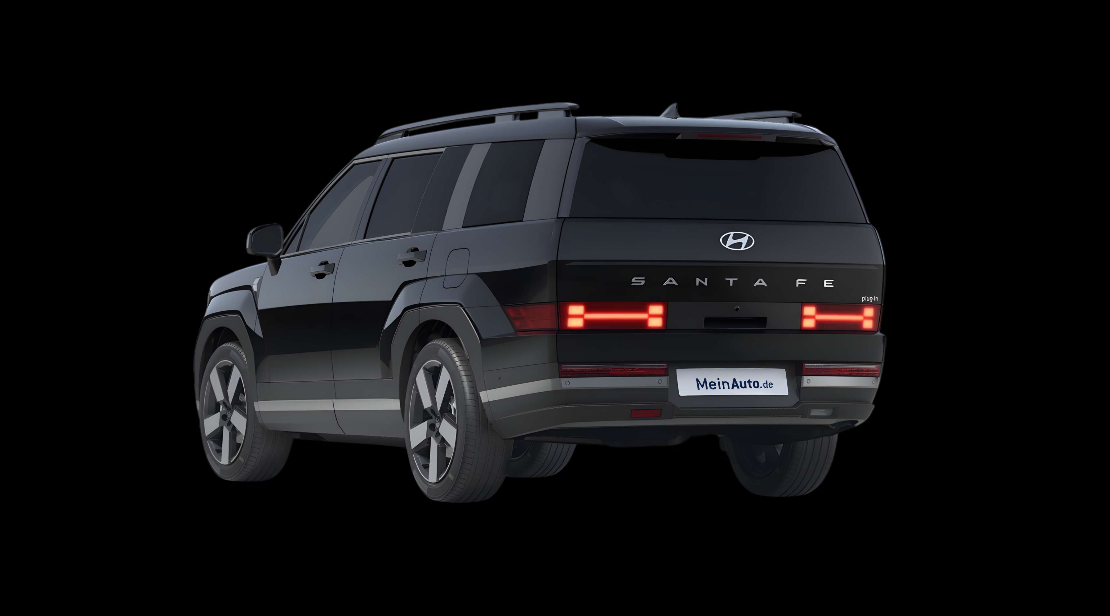 Schräge Heckansicht eines Hyundai Santa Fe, freigestellt