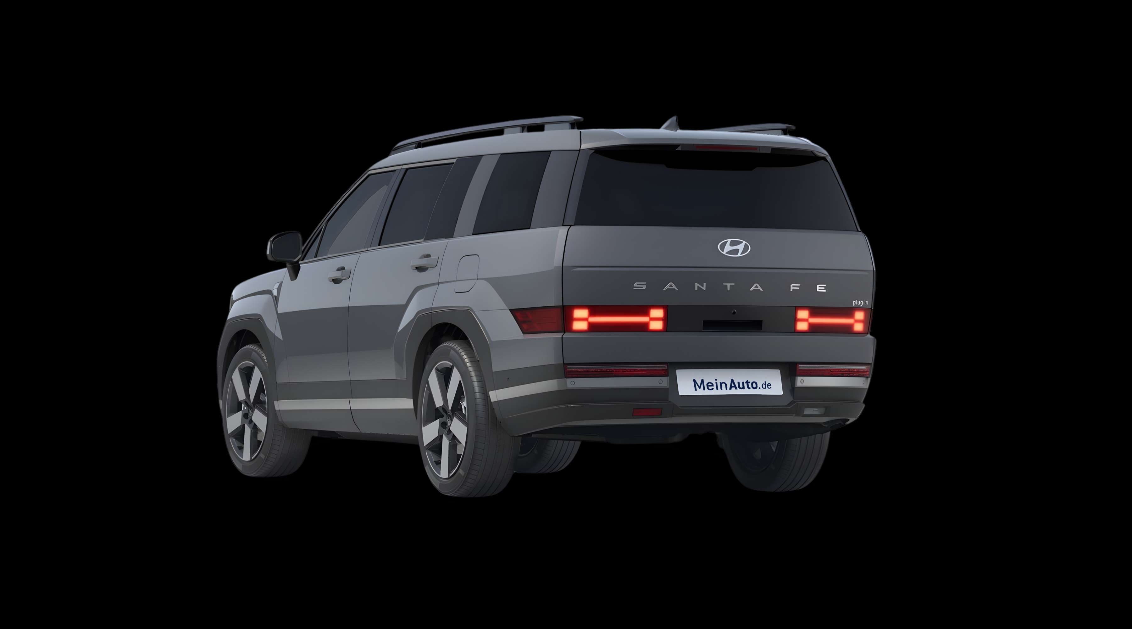 Schräge Heckansicht eines Hyundai Santa Fe, freigestellt