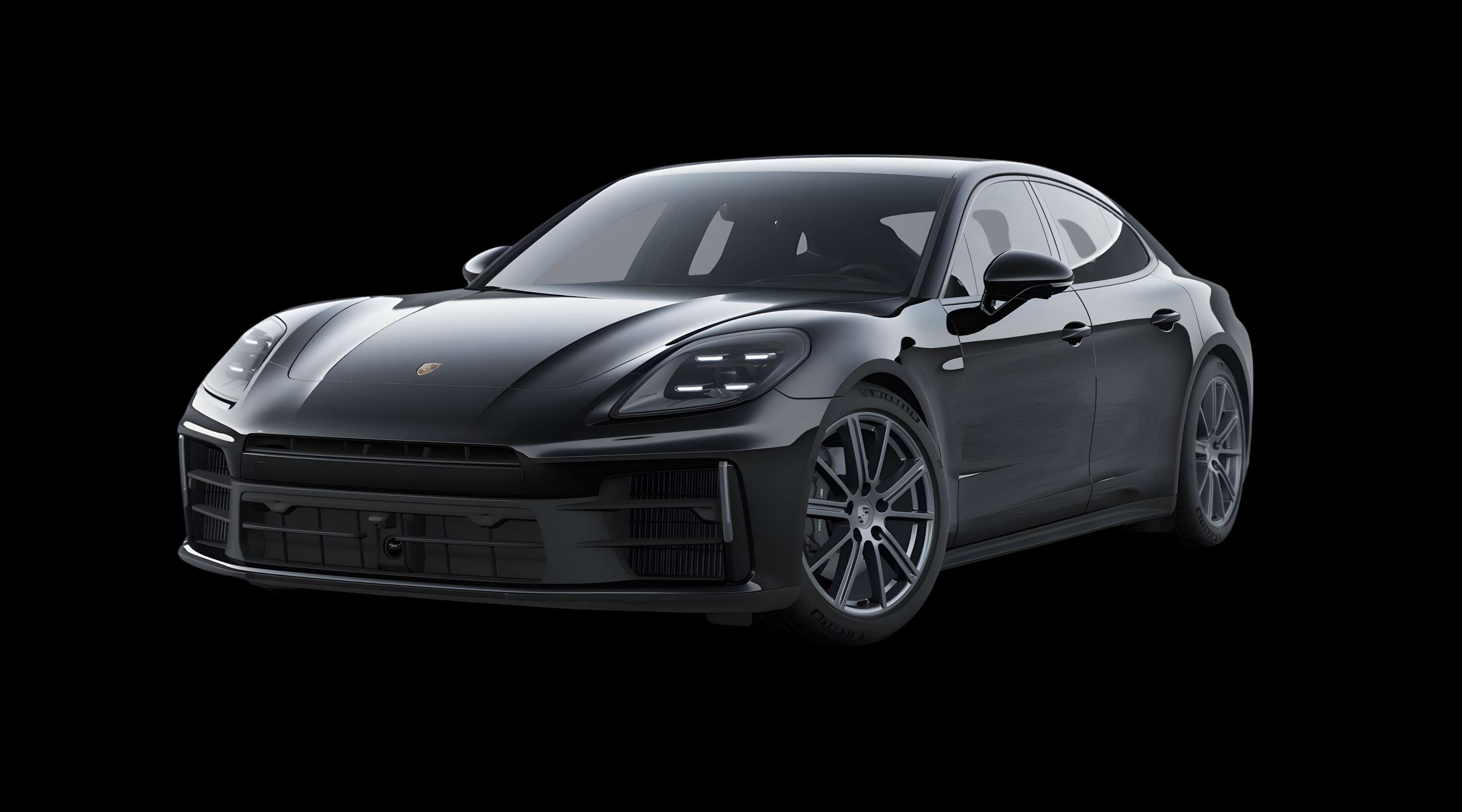 Schräge Frontansicht eines Porsche Panamera, freigestellt