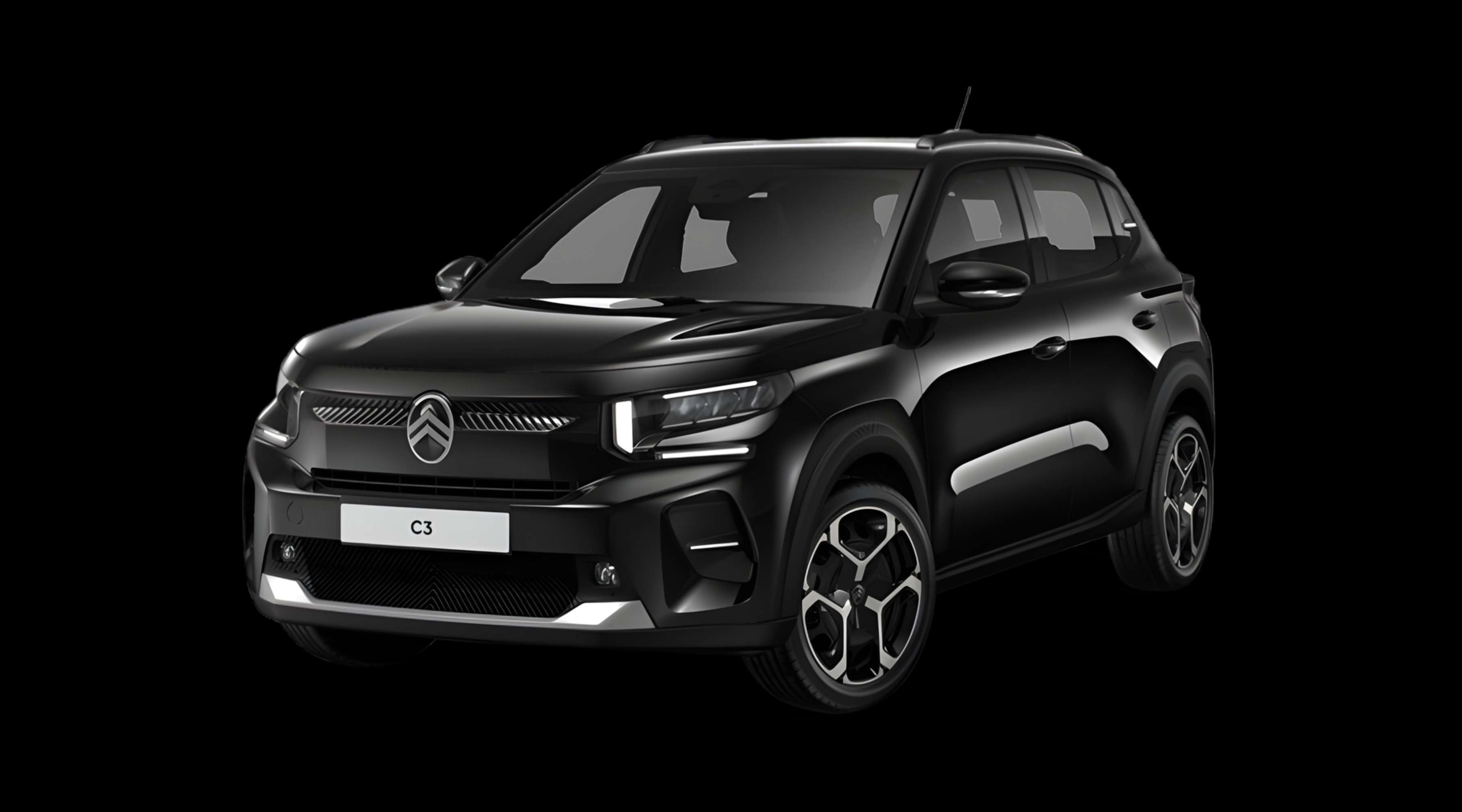 Schräge Frontansicht eines Citroën C3, freigestellt