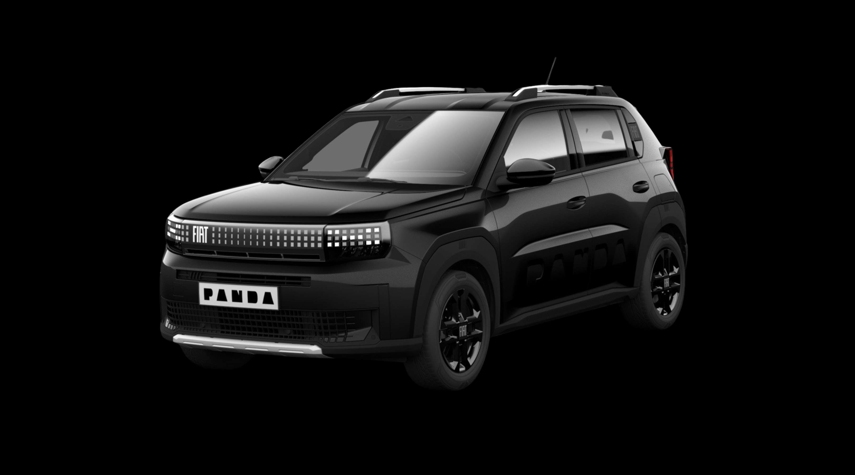 Schräge Frontansicht eines Fiat Grande Panda, freigestellt