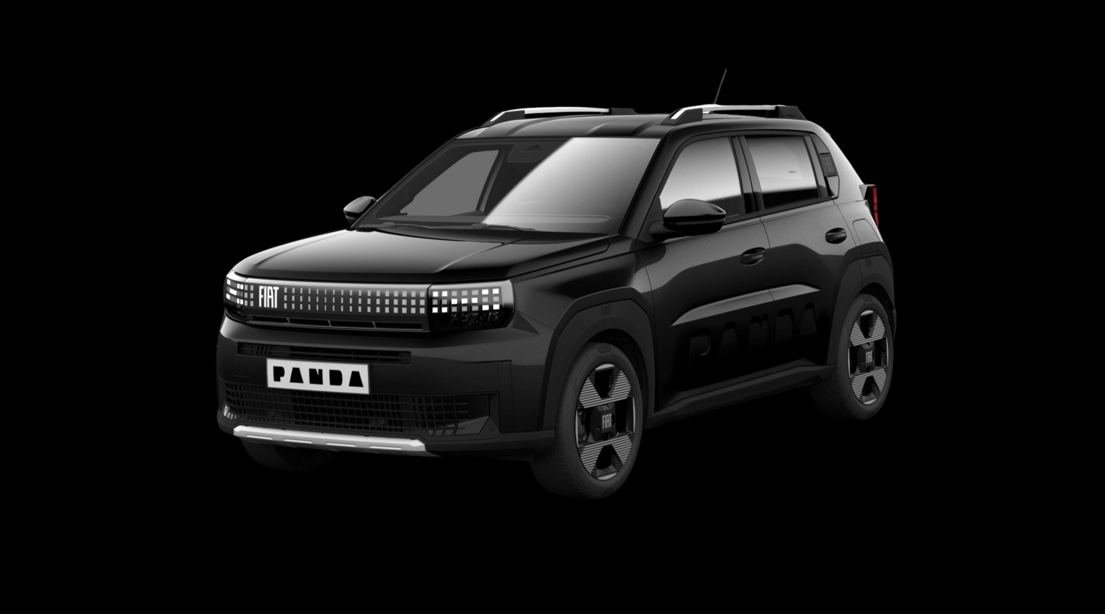 Schräge Frontansicht eines Fiat Grande Panda, freigestellt