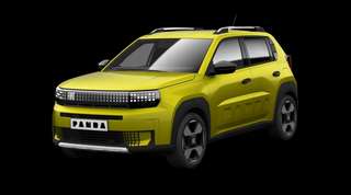 Schräge Frontansicht auf einen Fiat Grande Panda La Prima, freigestellt