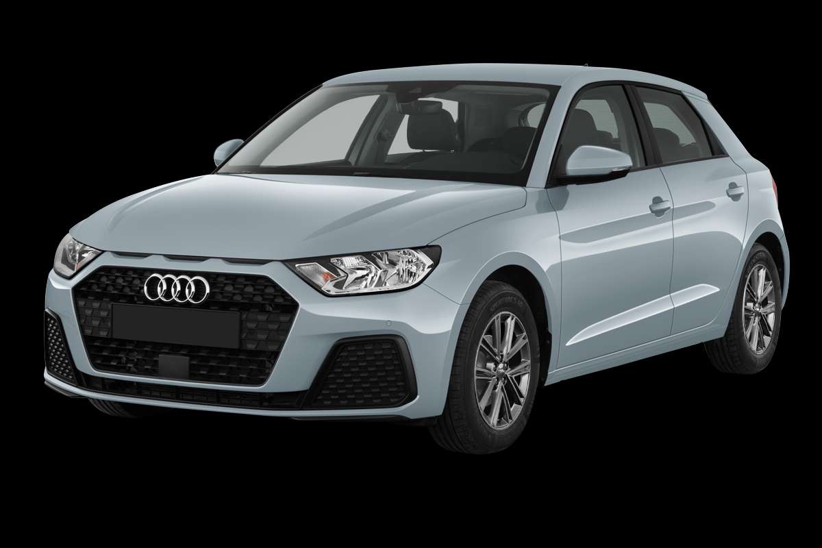 Schräge Frontansicht eines Audi A1, freigestellt