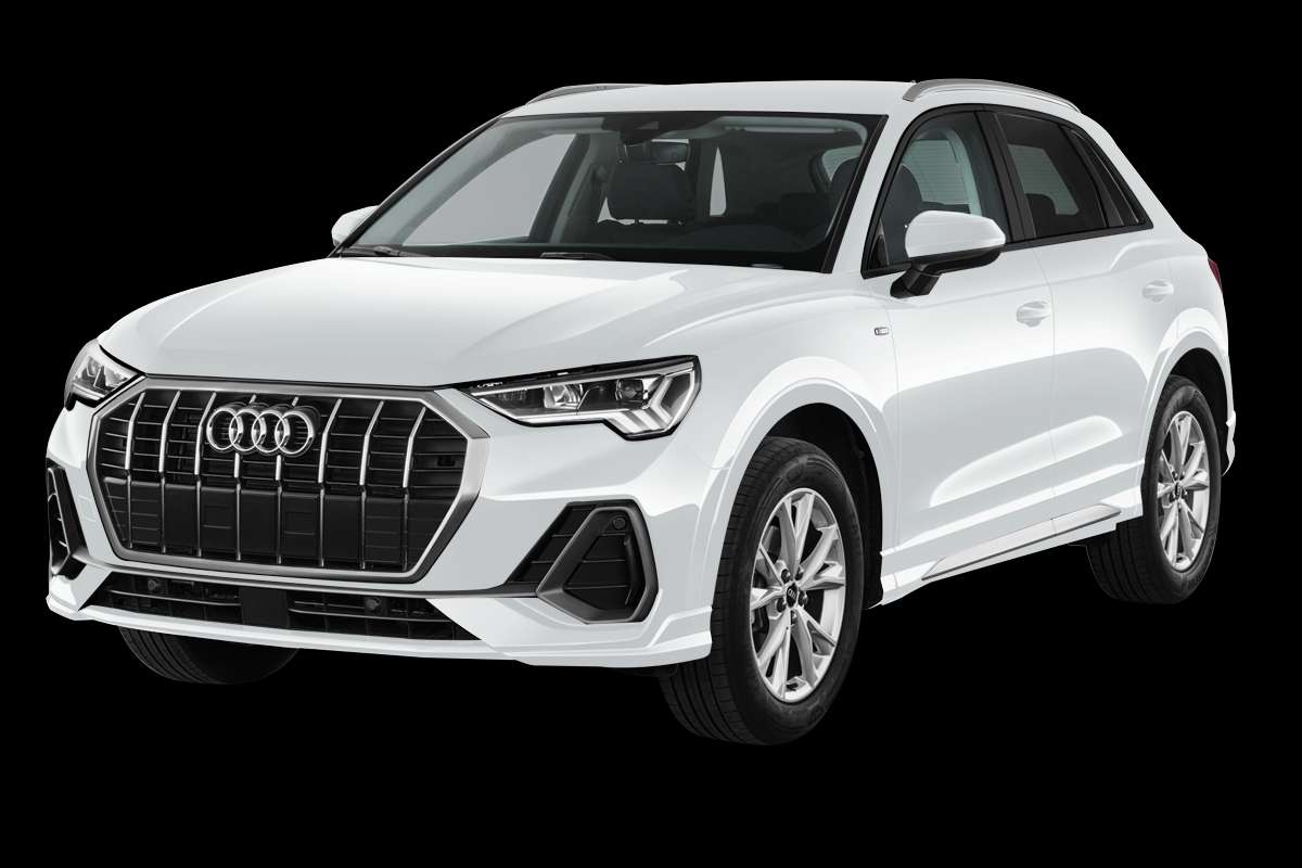 Schräge Frontansicht eines Audi Q3, freigestellt
