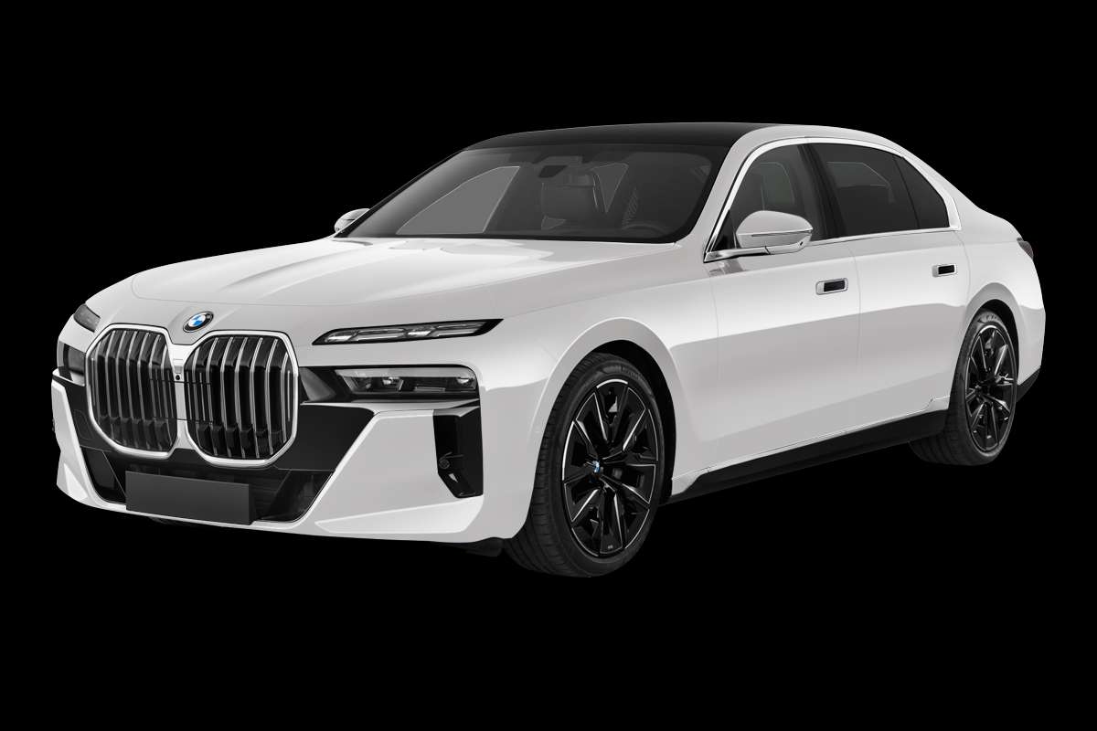 Schräge Frontansicht eines BMW 7er-Reihe, freigestellt