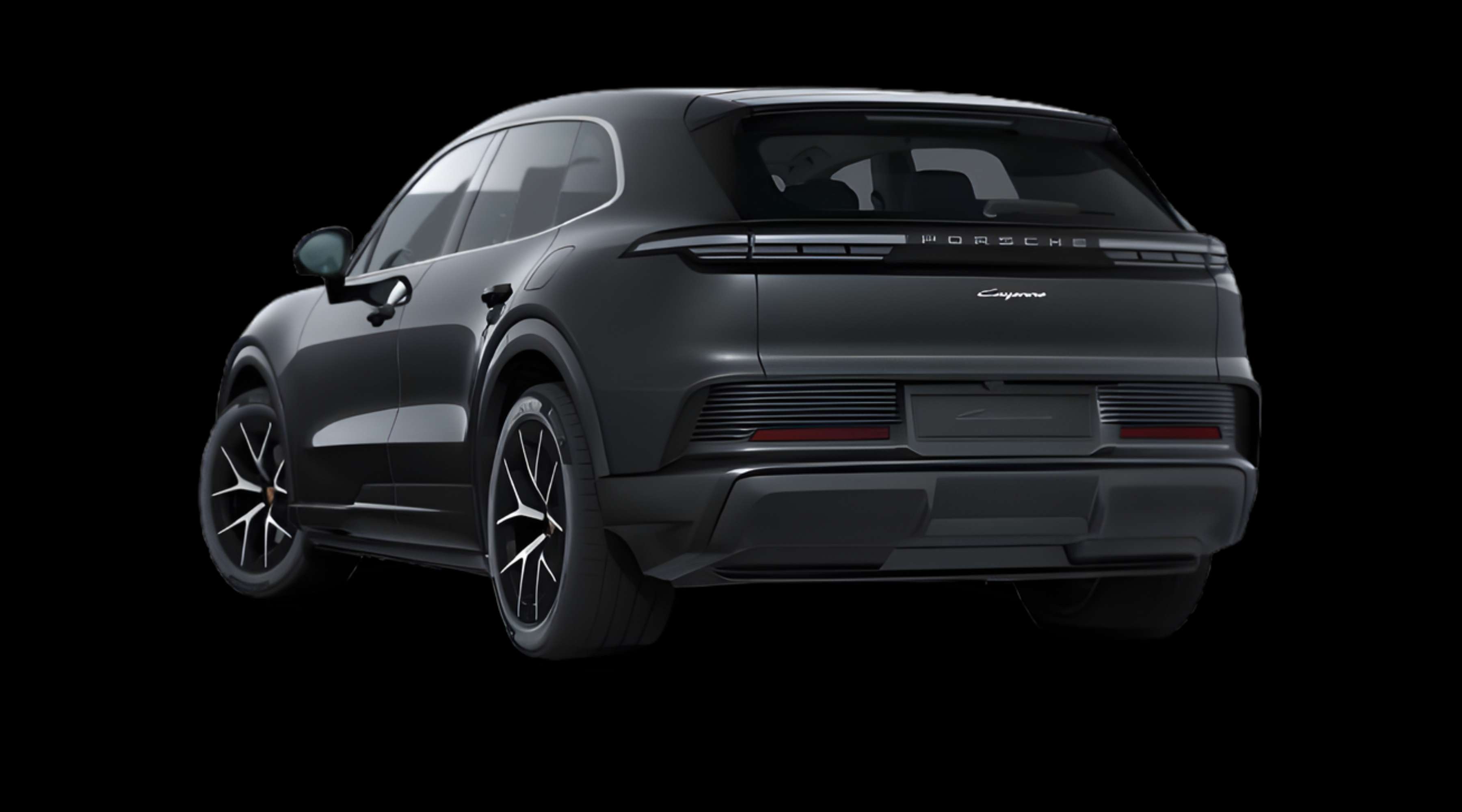 Schräge Heckansicht eines Porsche Cayenne, freigestellt