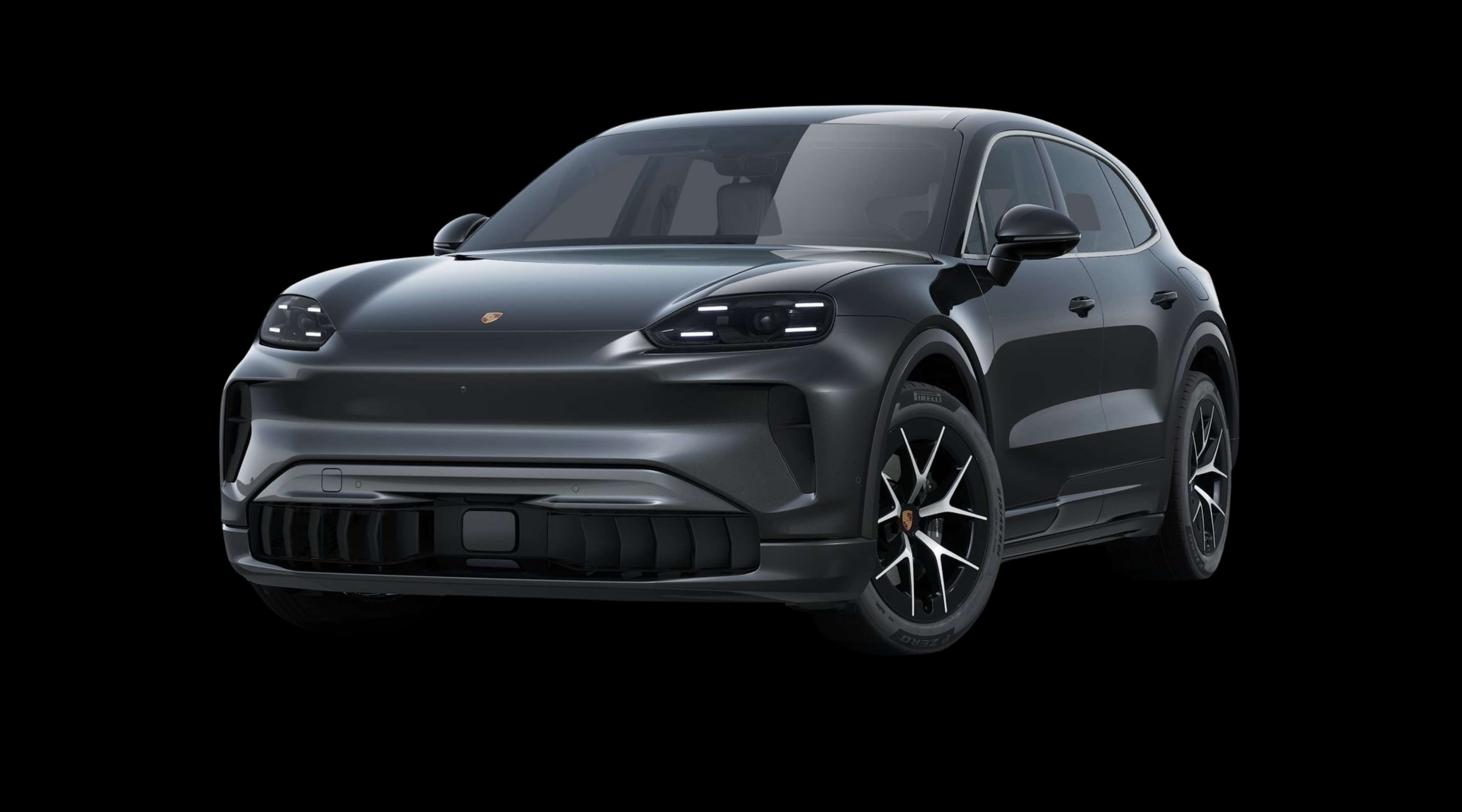 Schräge Frontansicht eines Porsche Cayenne, freigestellt