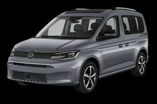 Schräge Frontansicht auf einen Volkswagen Caddy Caddy, freigestellt