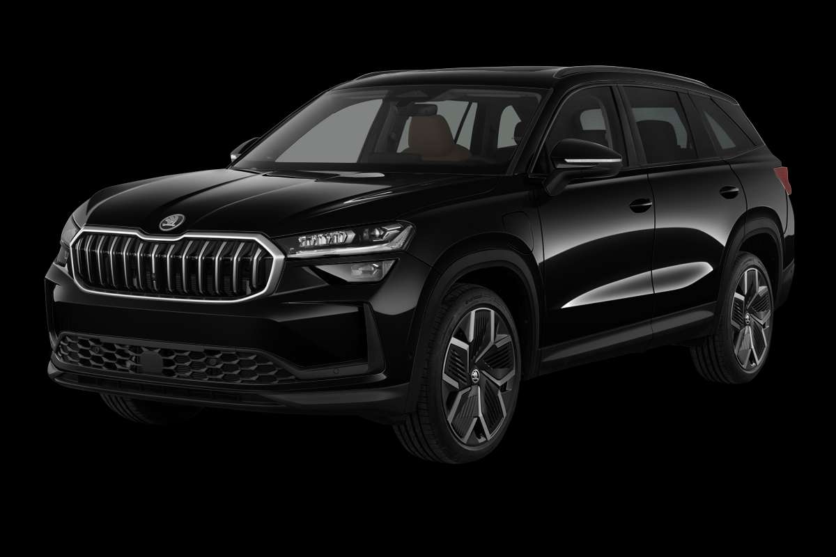 Schräge Frontansicht eines Skoda Kodiaq, freigestellt