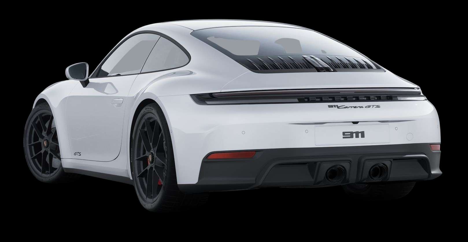 Schräge Heckansicht eines Porsche 911, freigestellt