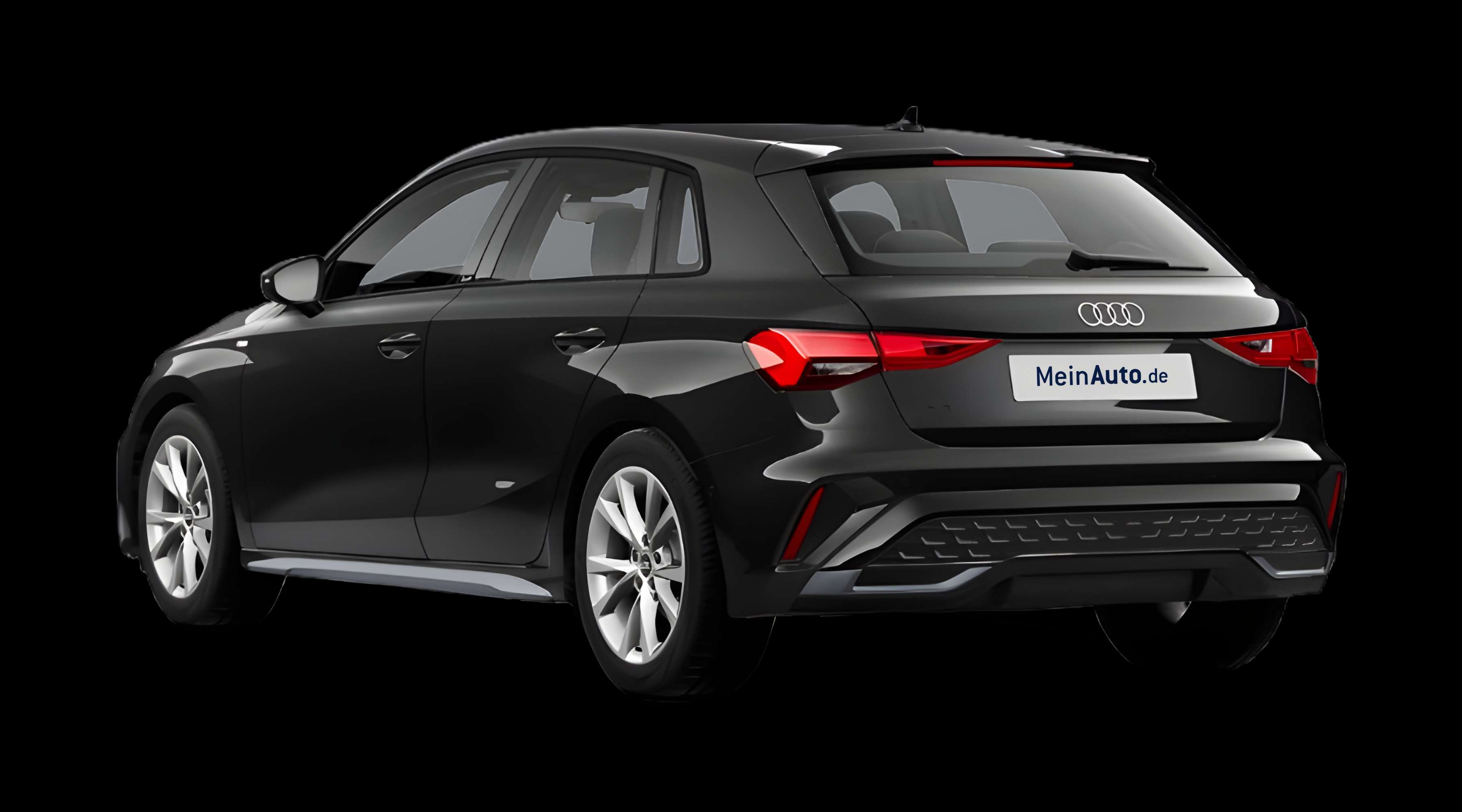 Schräge Heckansicht eines Audi A3, freigestellt