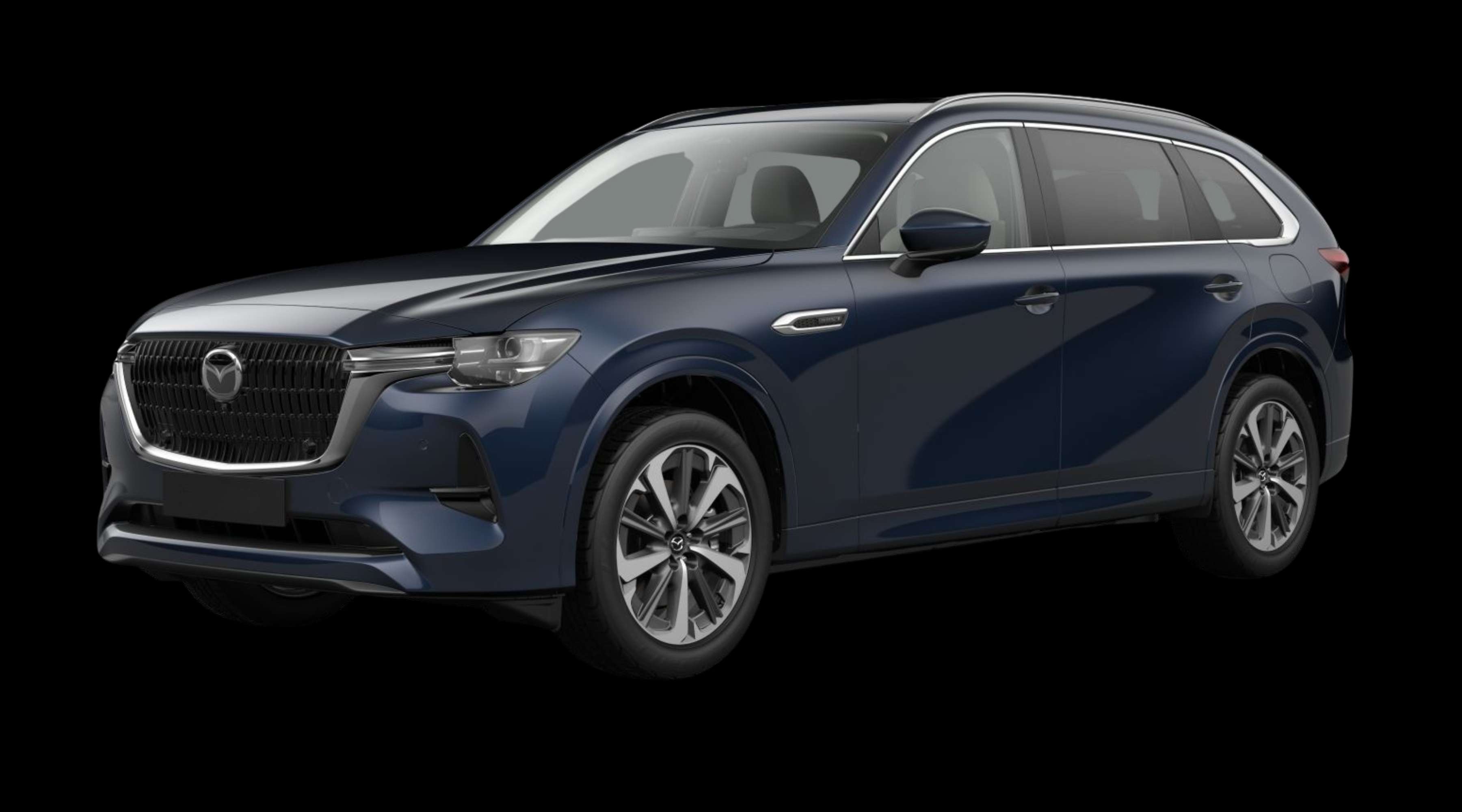 Schräge Frontansicht eines Mazda CX-80, freigestellt