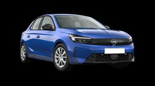 Schräge Frontansicht auf einen Opel Corsa Edition, freigestellt