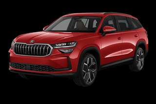 Schräge Frontansicht auf einen Skoda Kodiaq Sportline, freigestellt