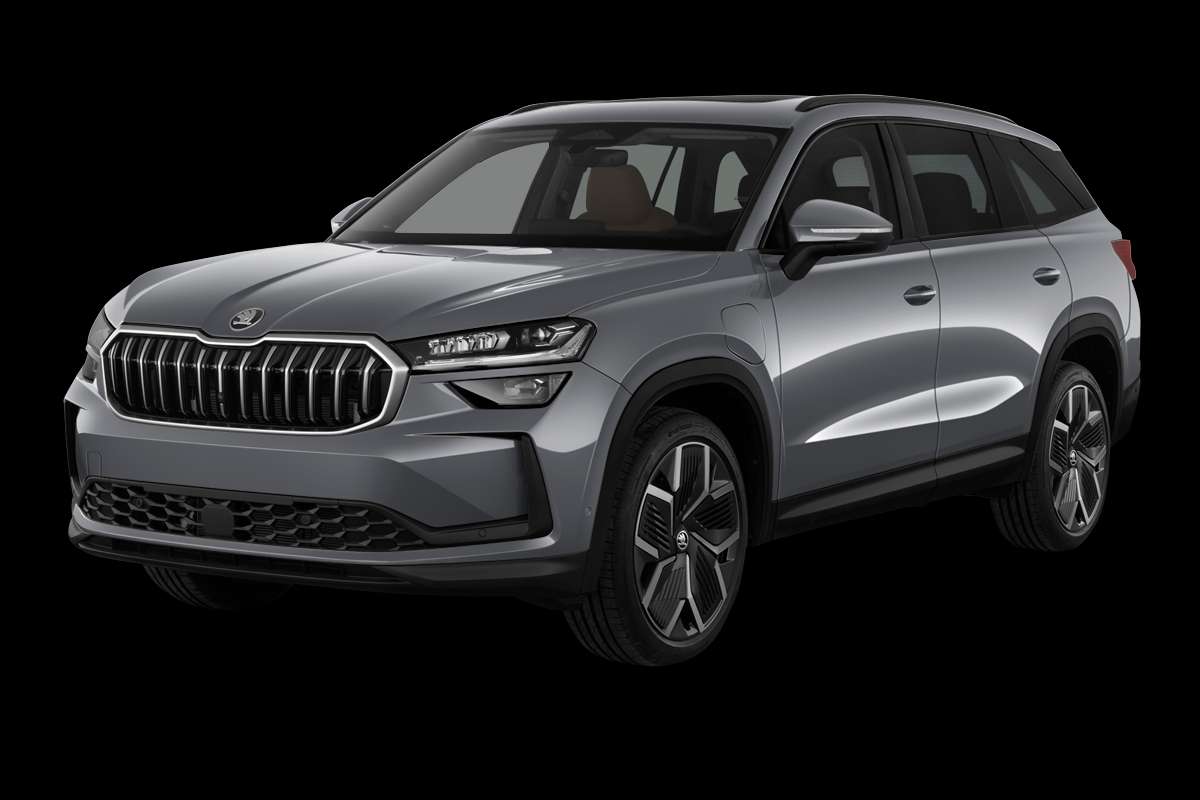 Schräge Frontansicht eines Skoda Kodiaq, freigestellt