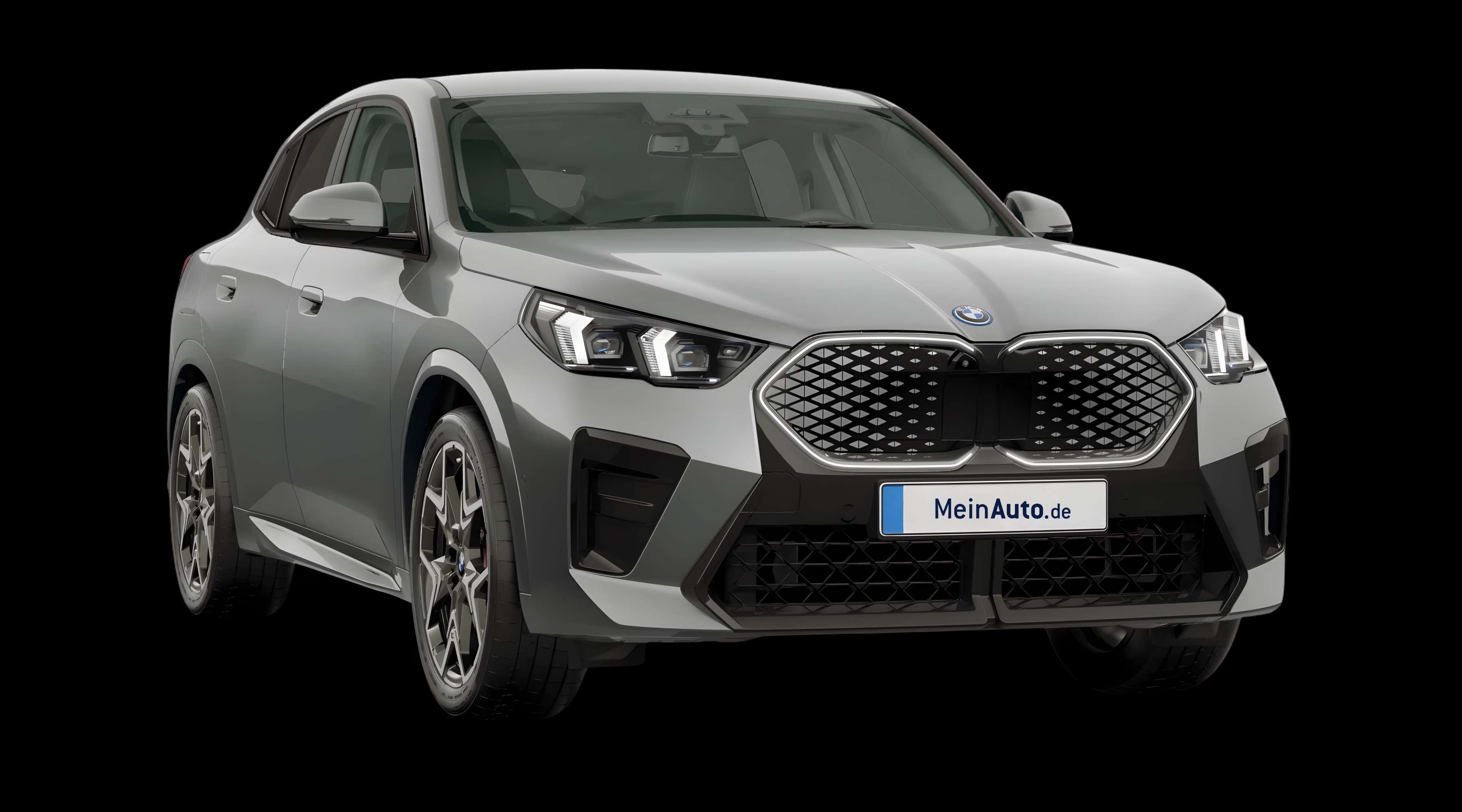 Schräge Frontansicht eines BMW ix2, freigestellt