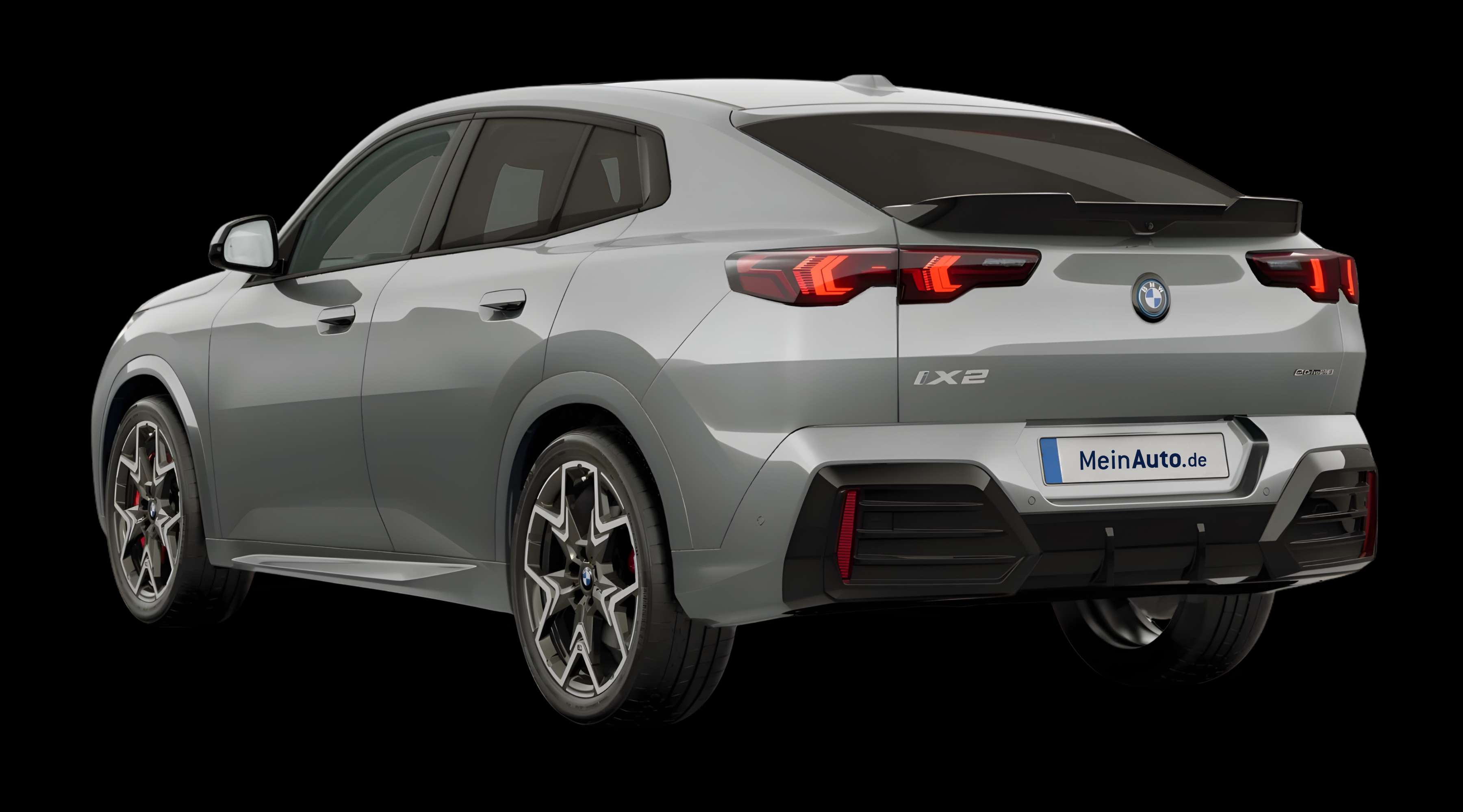 Schräge Heckansicht eines BMW ix2, freigestellt