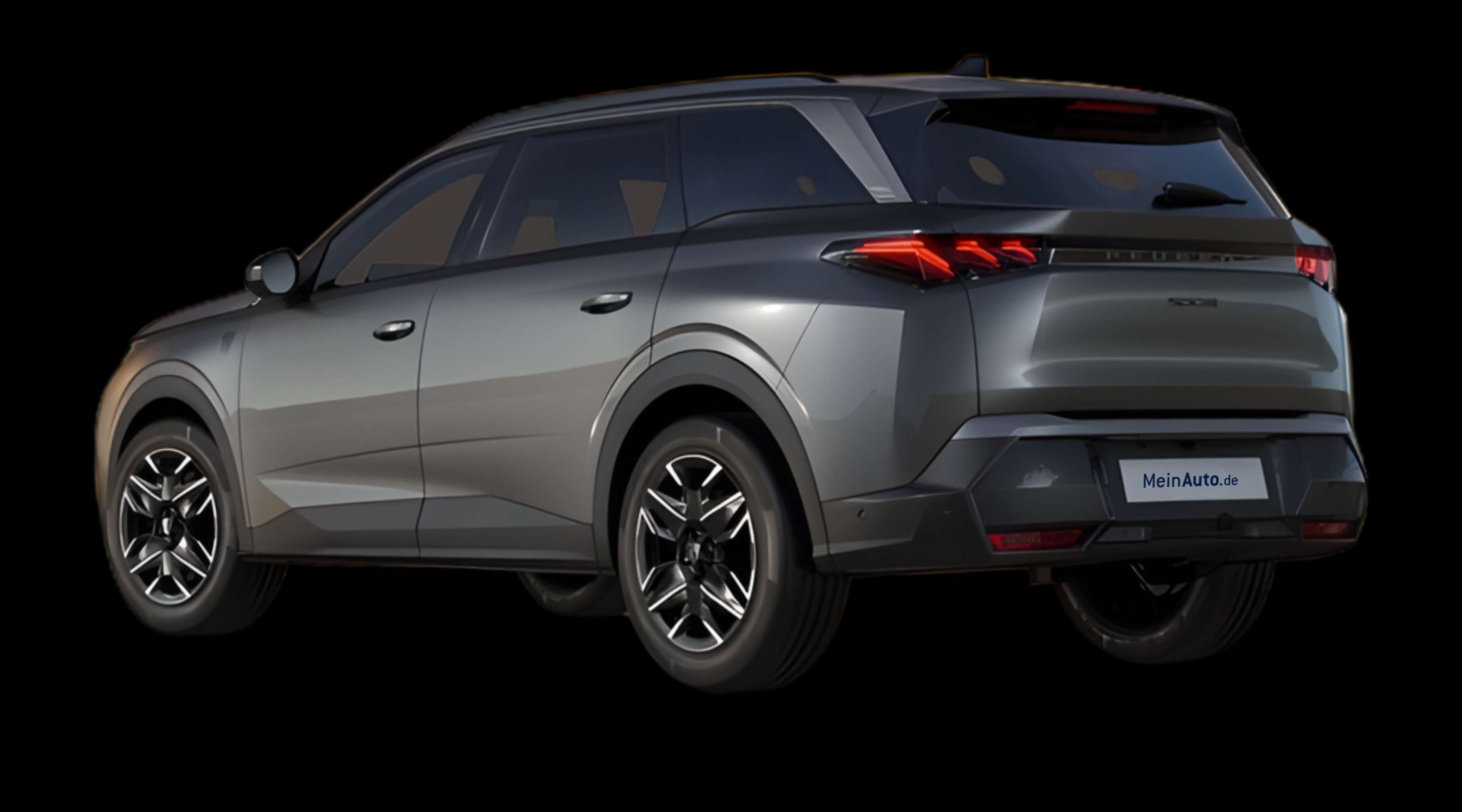 Schräge Heckansicht eines Peugeot 5008, freigestellt