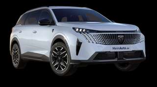Schräge Frontansicht auf einen Peugeot 5008 GT, freigestellt