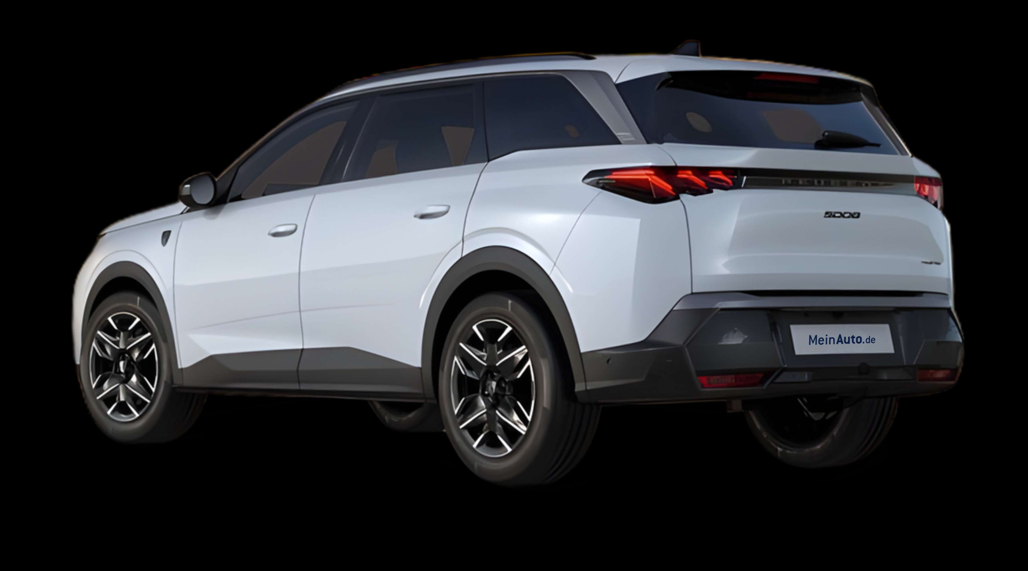 Schräge Heckansicht eines Peugeot 5008, freigestellt