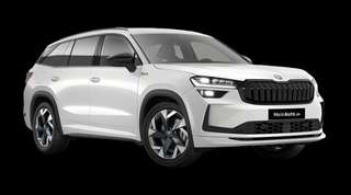Schräge Frontansicht auf einen Skoda Kodiaq Sportline, freigestellt