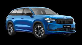 Schräge Frontansicht auf einen Skoda Kodiaq Sportline, freigestellt