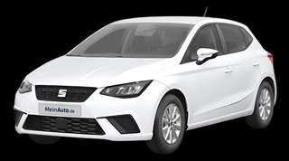 Schräge Frontansicht auf einen SEAT Ibiza Road Edition, freigestellt