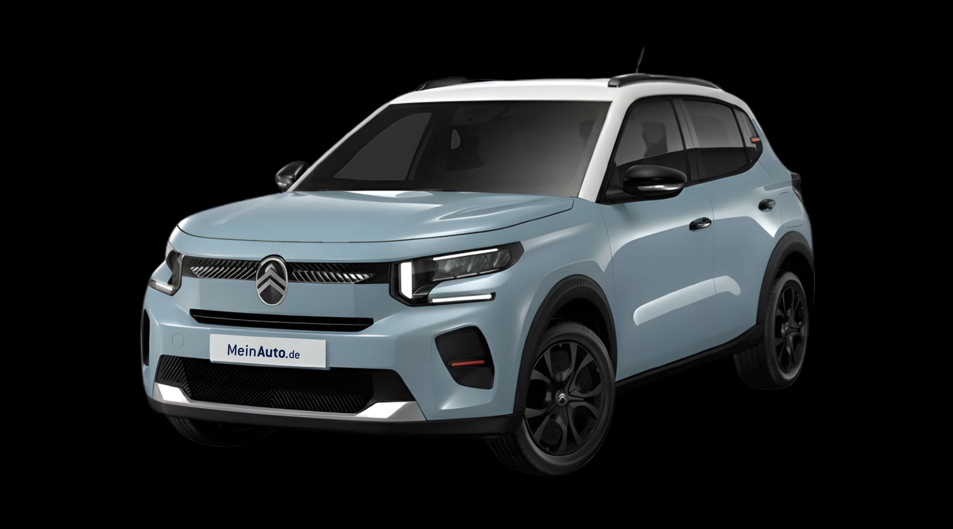 Schräge Frontansicht eines Citroën C3, freigestellt