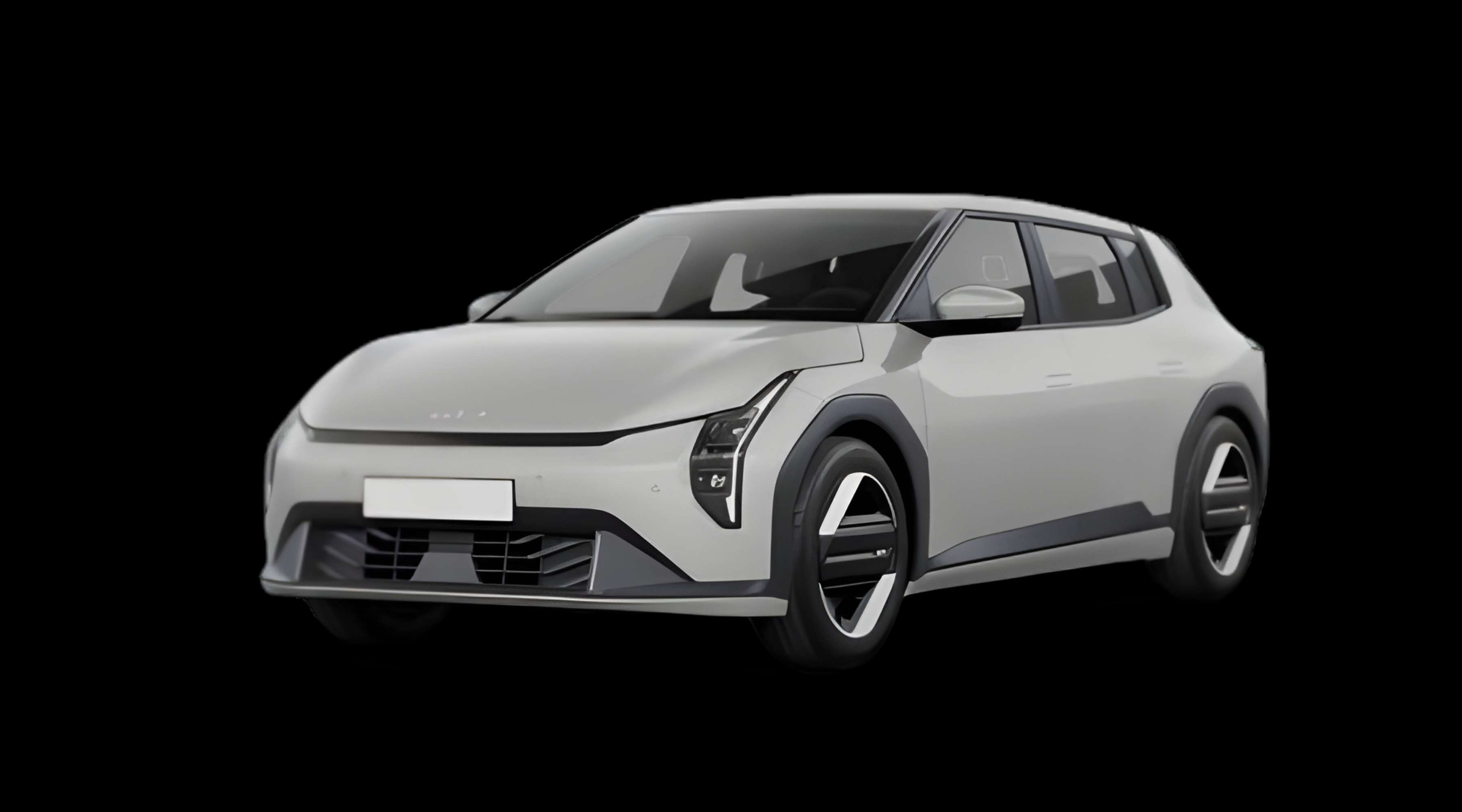 Schräge Frontansicht eines Kia EV4, freigestellt