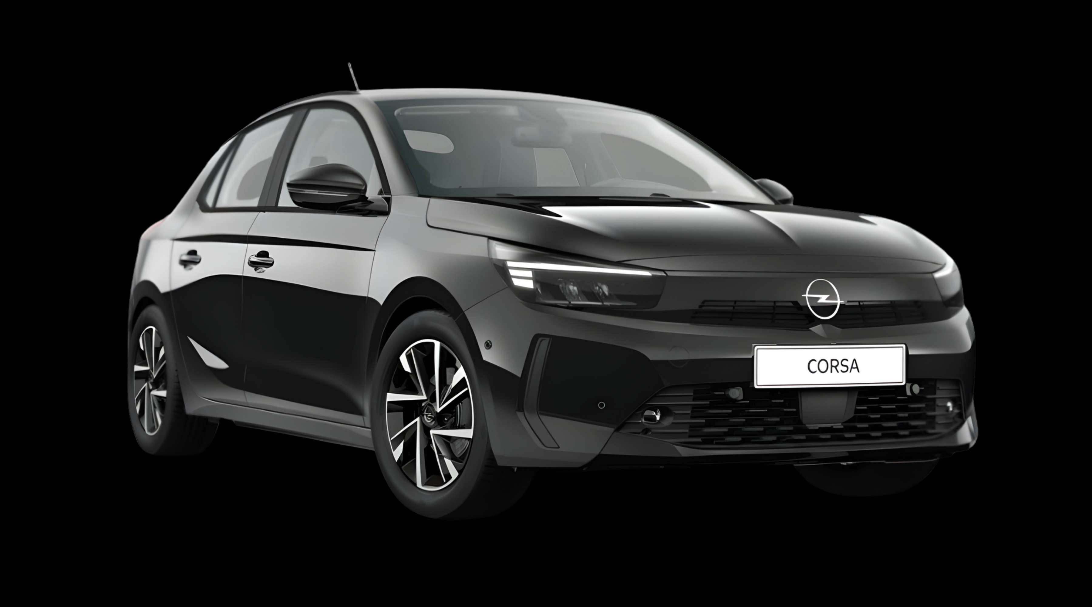 Schräge Frontansicht eines Opel Corsa, freigestellt