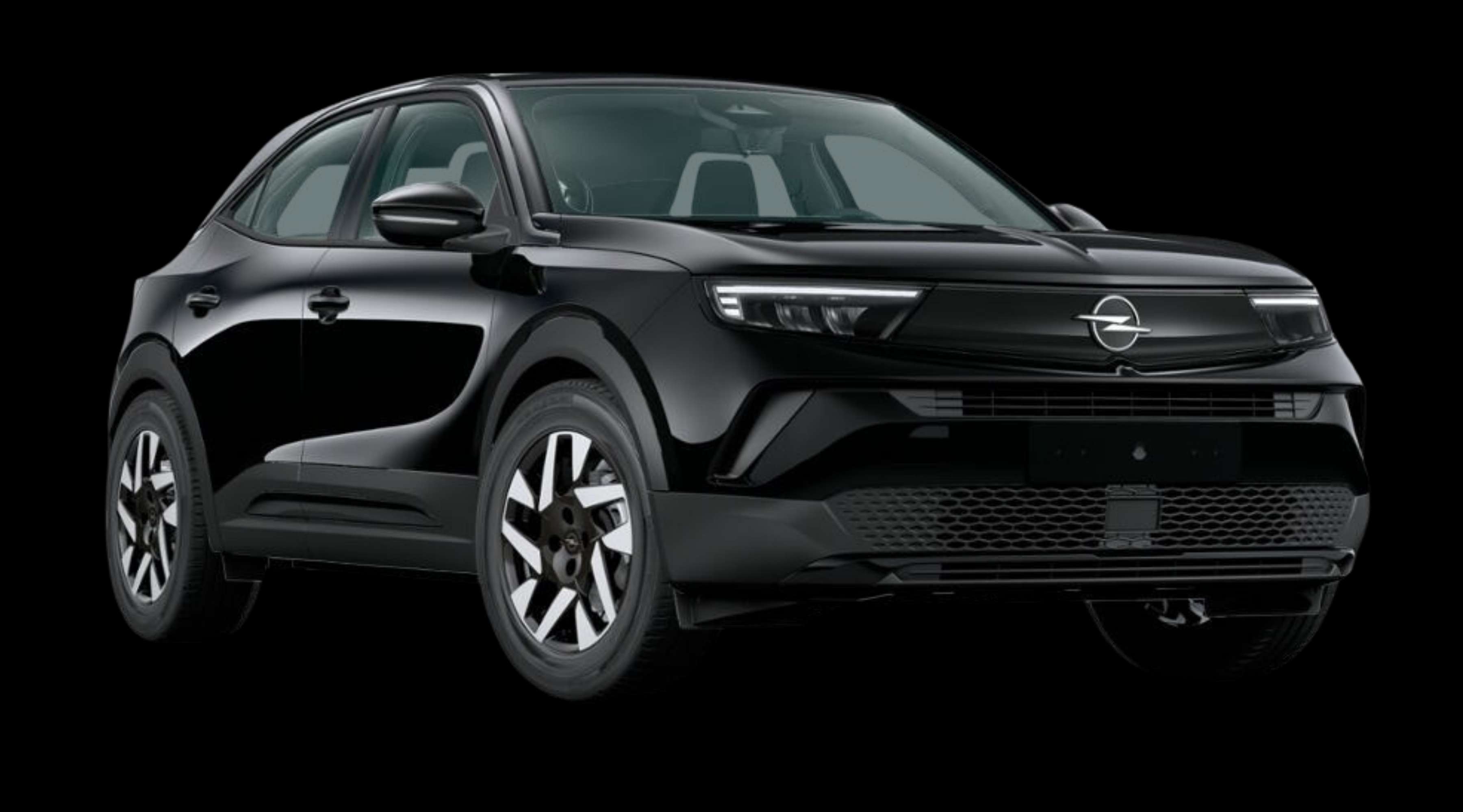 Schräge Frontansicht eines Opel Mokka, freigestellt