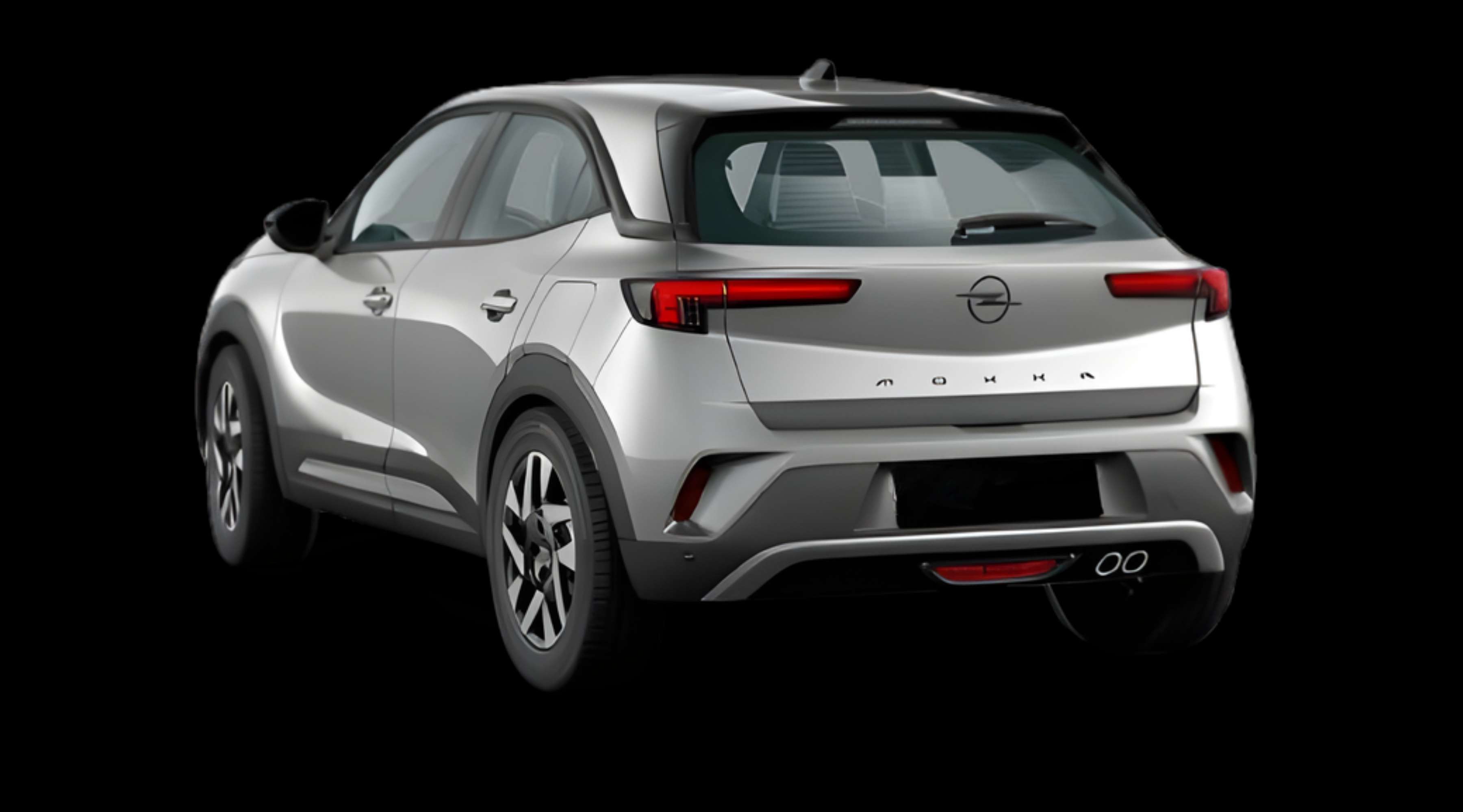 Schräge Heckansicht eines Opel Mokka, freigestellt