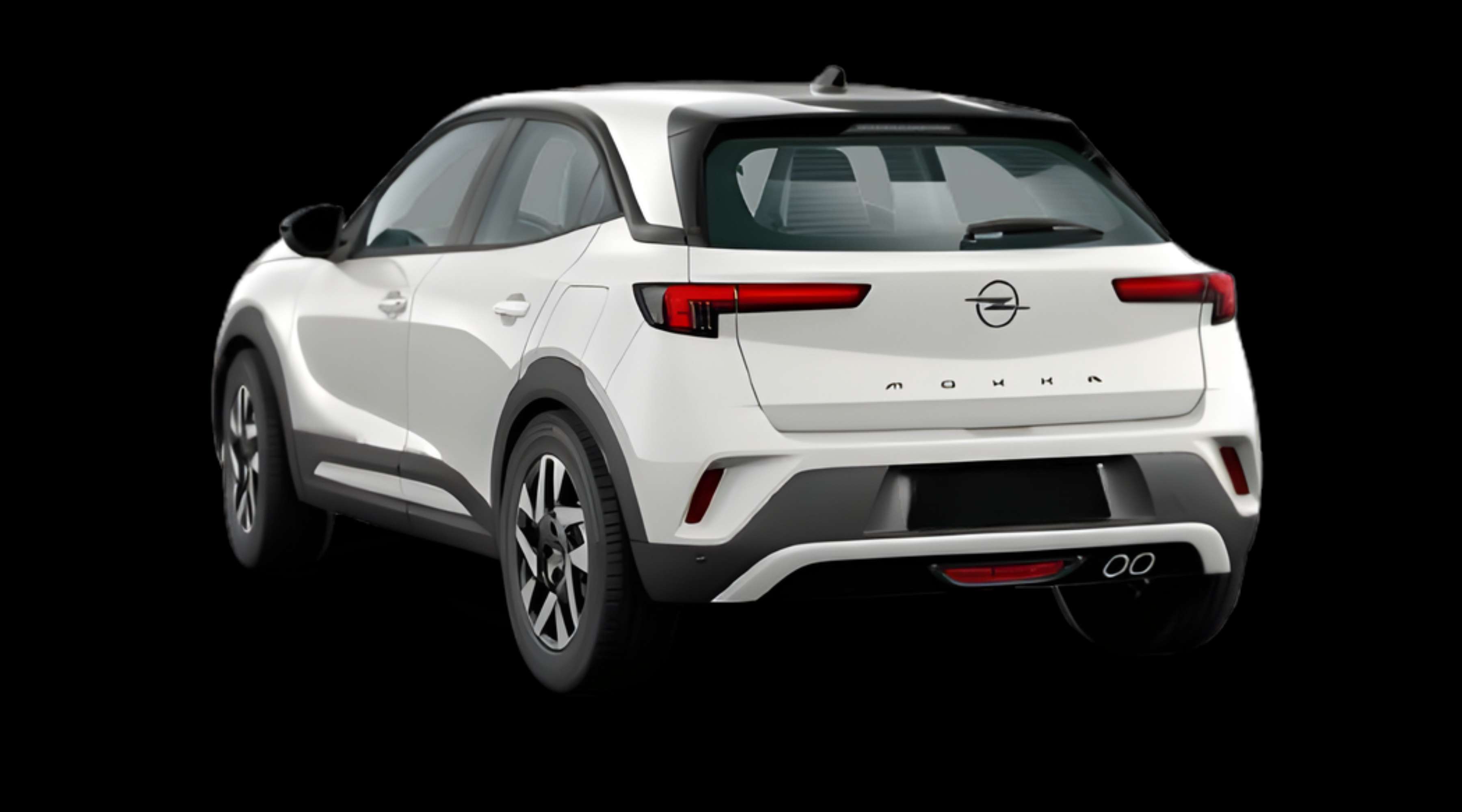 Schräge Heckansicht eines Opel Mokka, freigestellt