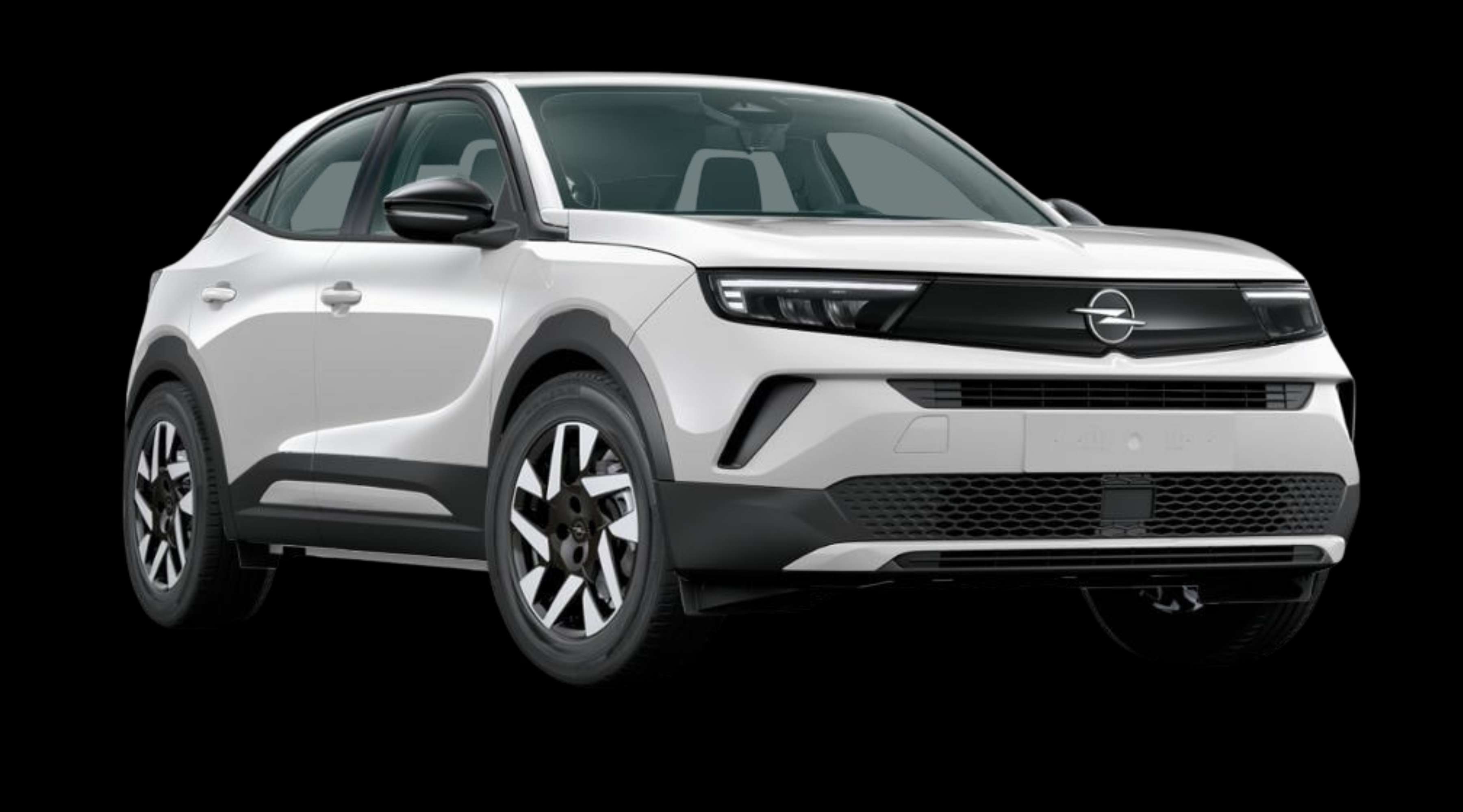 Schräge Frontansicht eines Opel Mokka, freigestellt