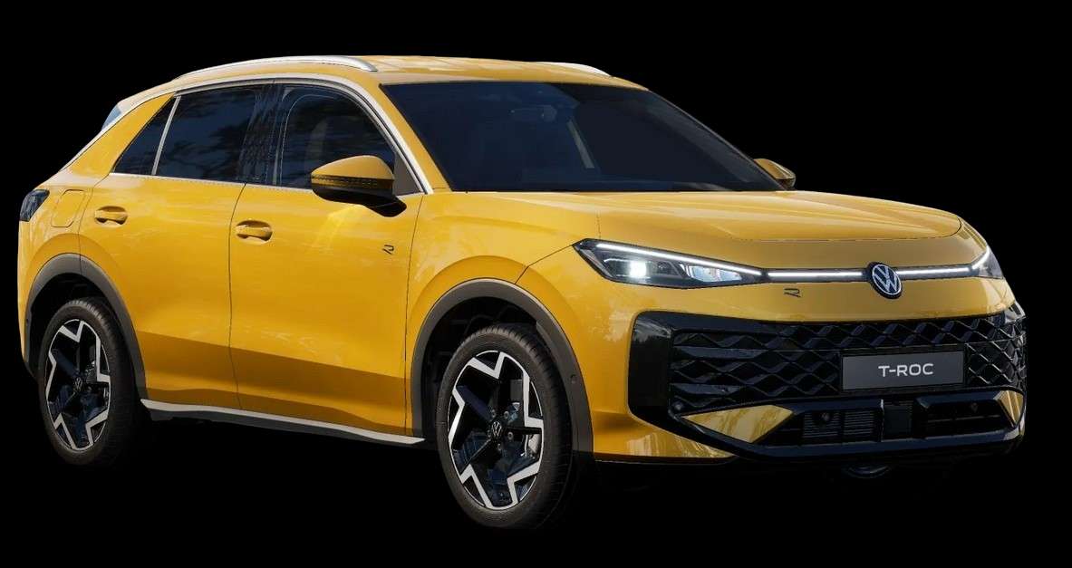 Schräge Frontansicht eines Volkswagen T-Roc, freigestellt