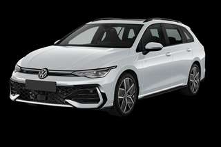 Schräge Frontansicht auf einen Volkswagen Golf Life, freigestellt