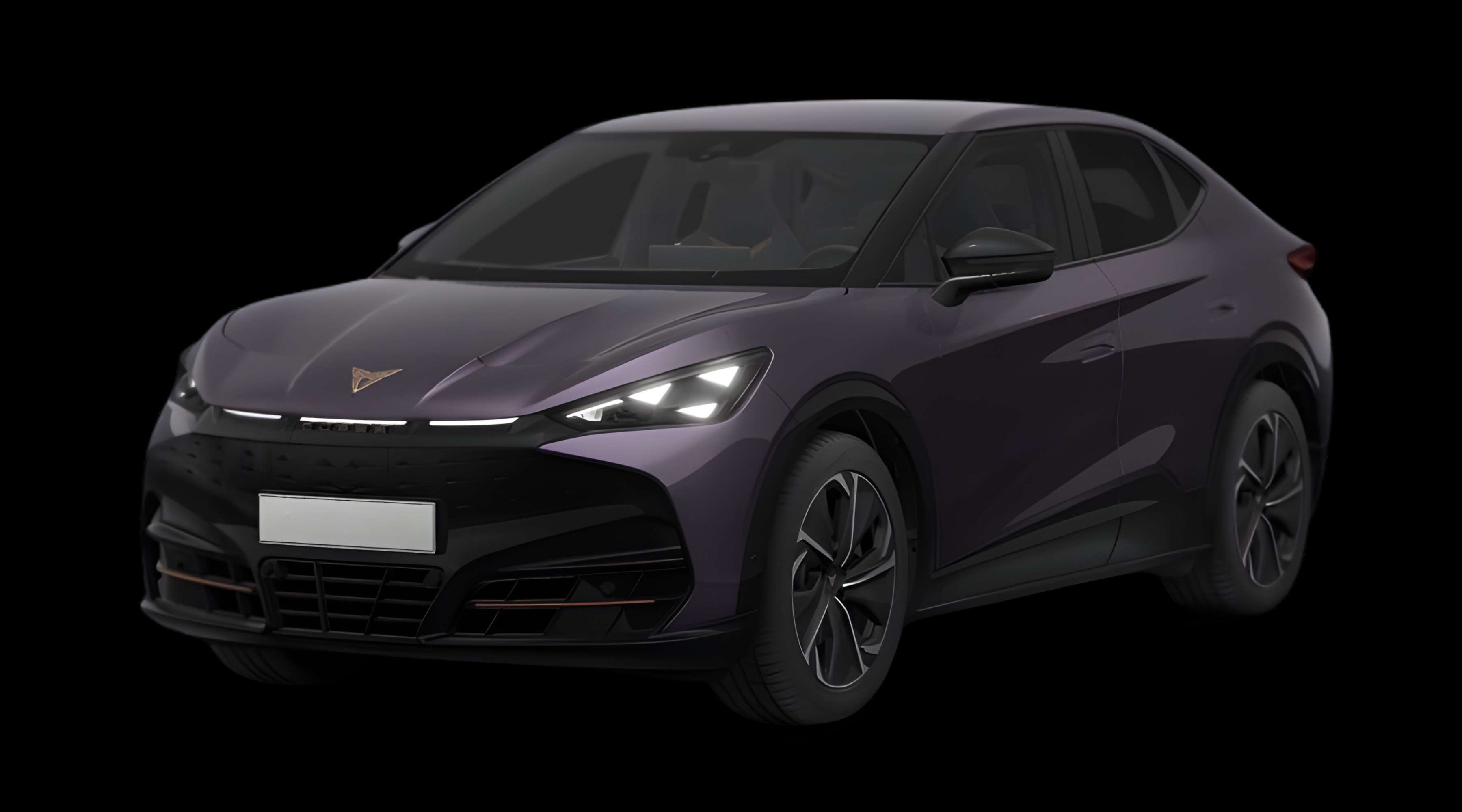 Schräge Frontansicht eines CUPRA Tavascan, freigestellt