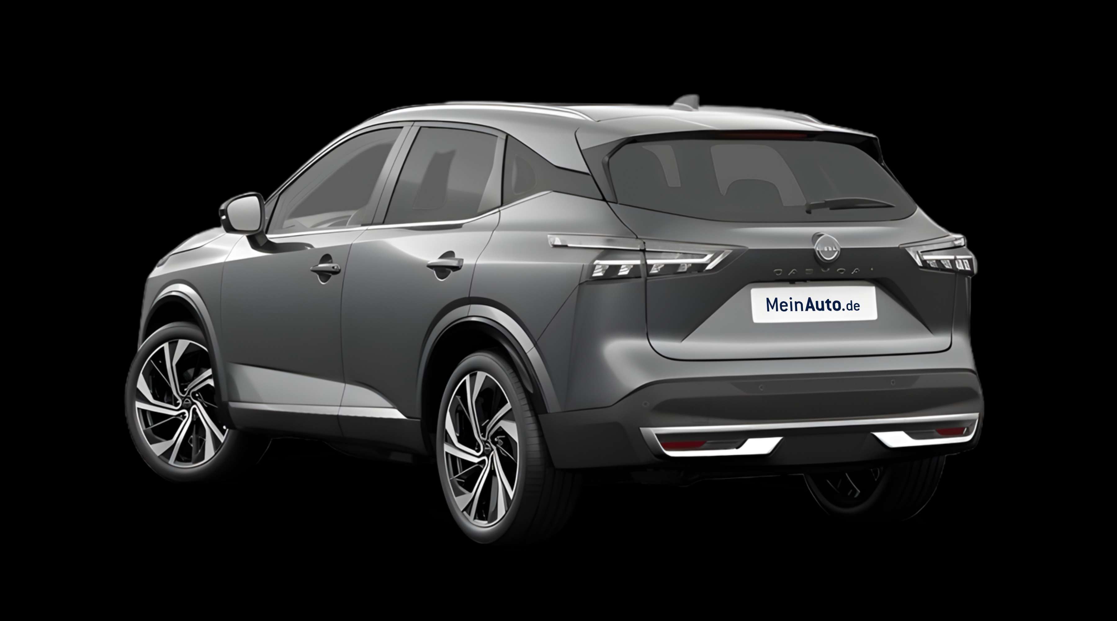 Schräge Heckansicht eines Nissan Qashqai, freigestellt
