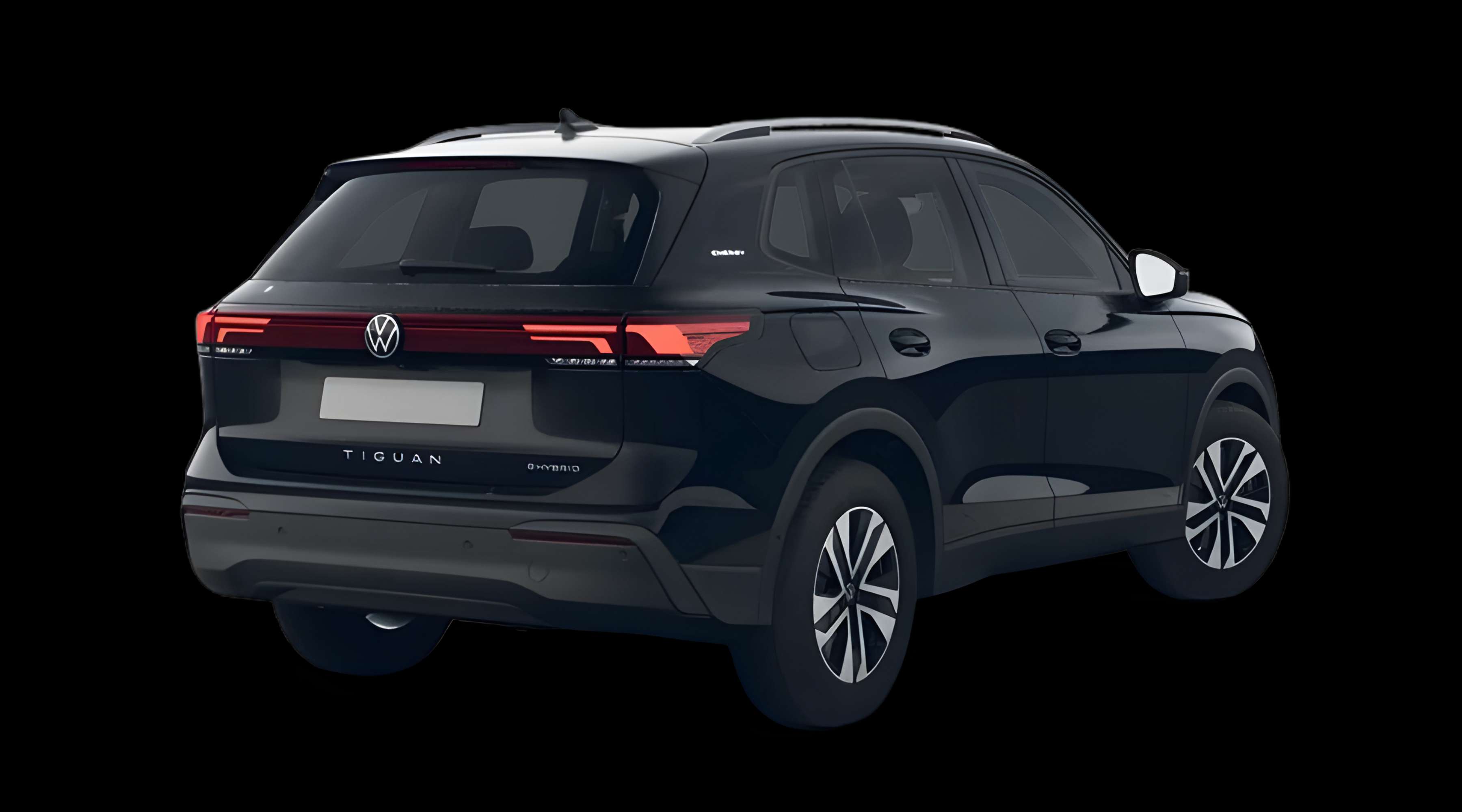 Schräge Heckansicht eines Volkswagen Tiguan, freigestellt