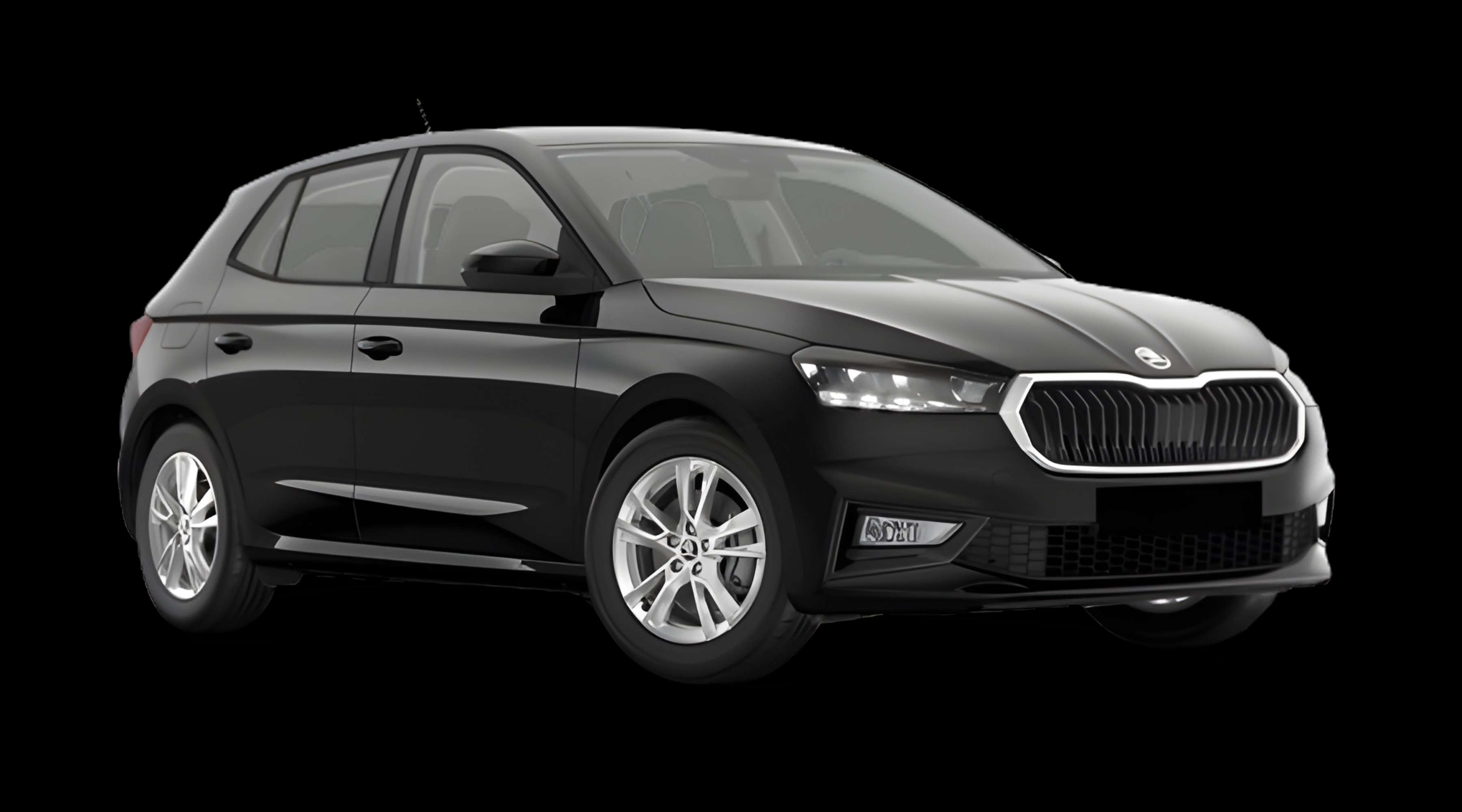 Schräge Frontansicht eines Skoda Fabia, freigestellt