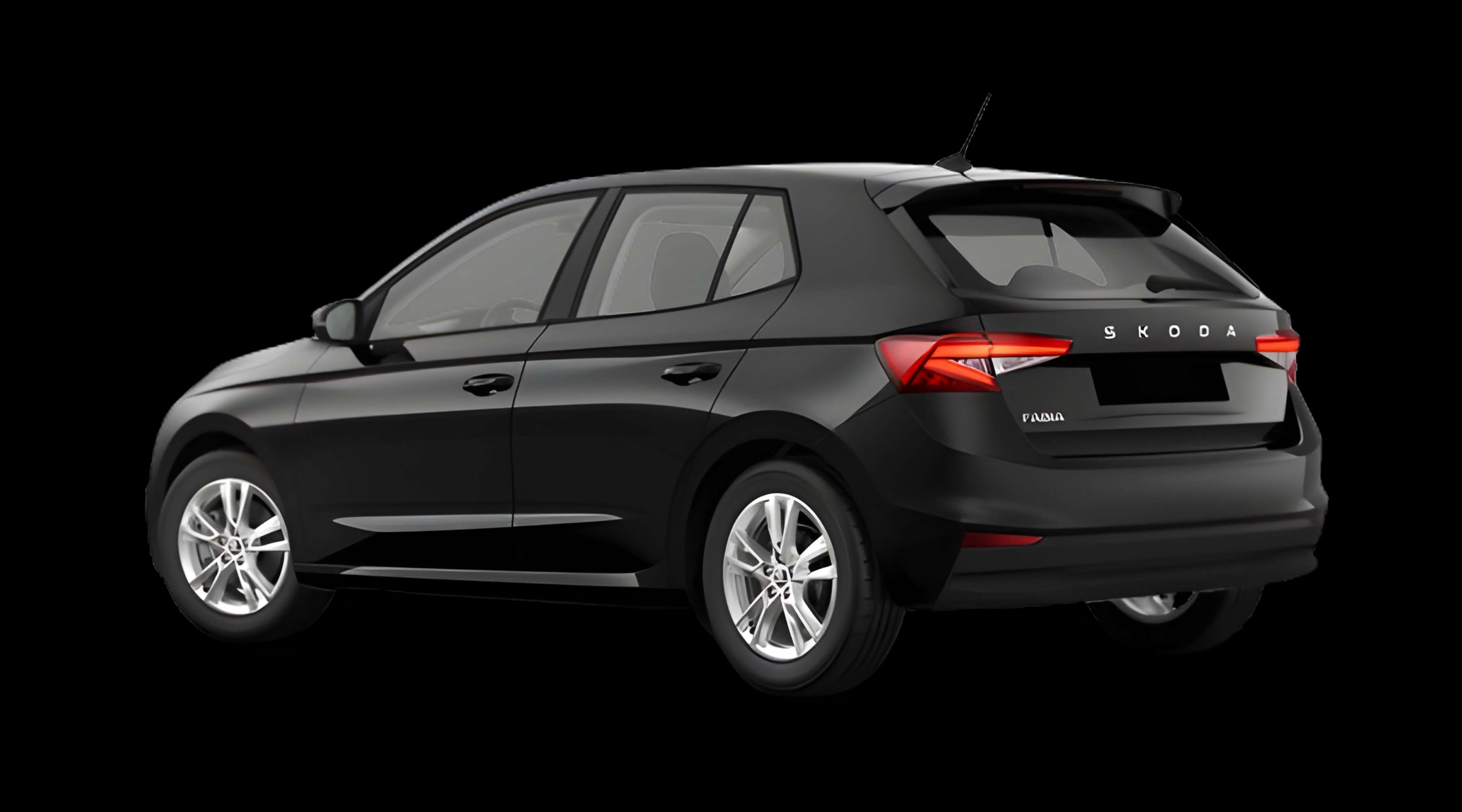 Schräge Heckansicht eines Skoda Fabia, freigestellt